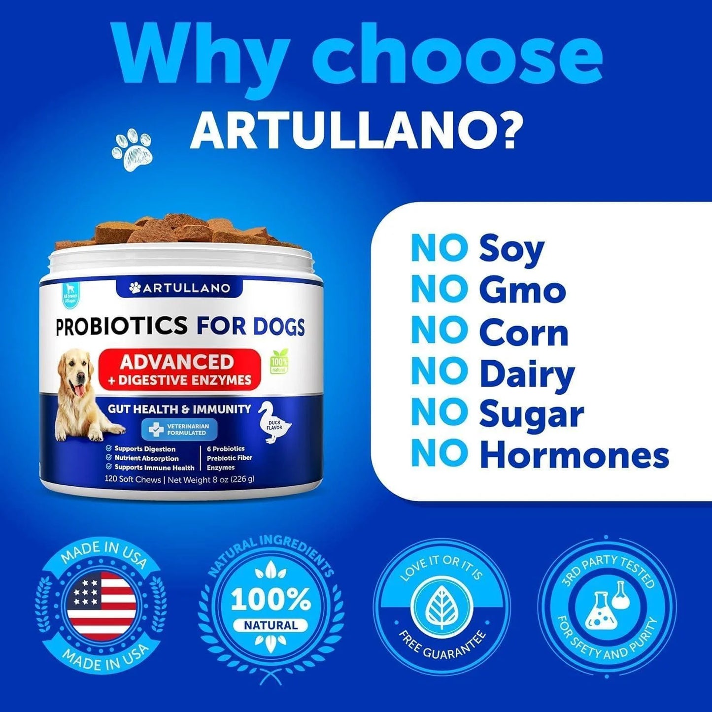 Probiotics for Dogs Support Gut Health Itchy Skin Allergies Immunity Yeast