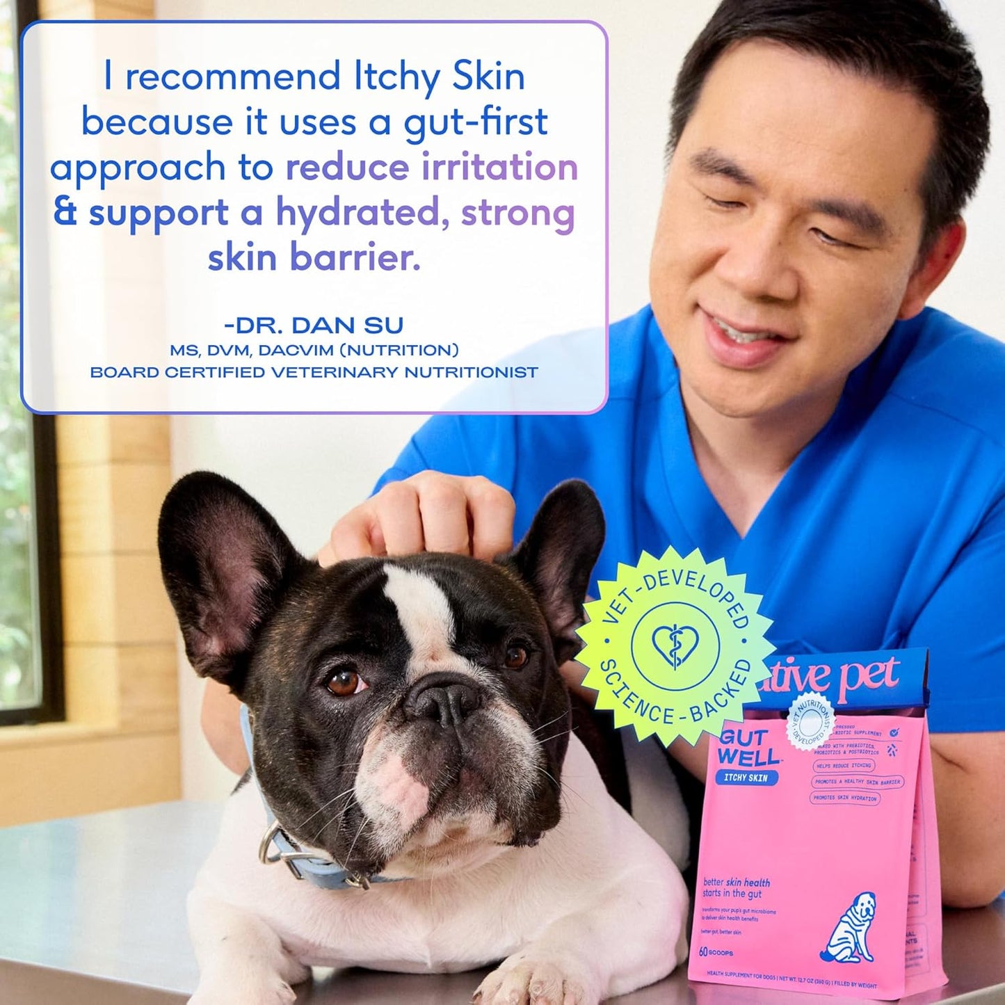 Gutwell Itchy Skin - Dog Itching Skin Relief & Seasonal Allergy Itch Relief for Dogs - 60 Scoops