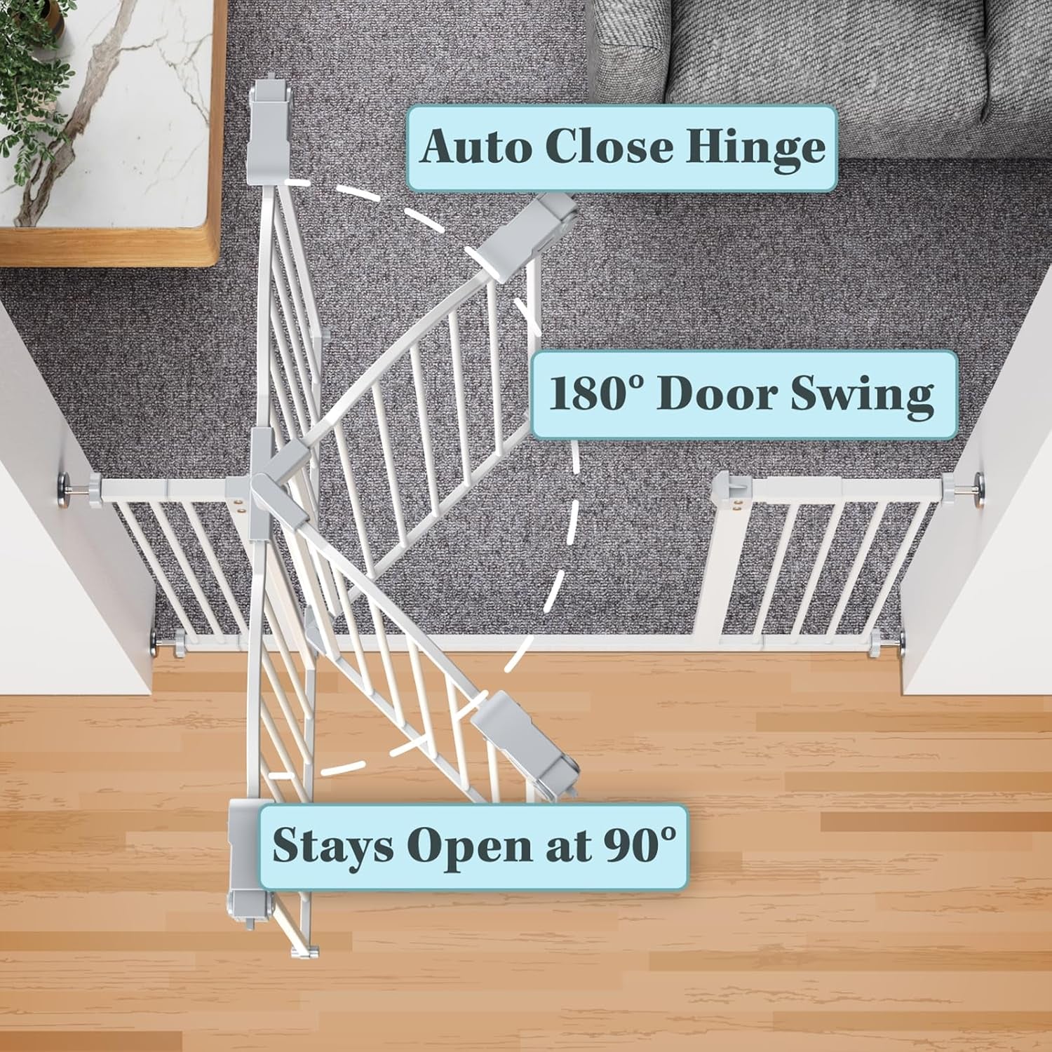 30" Tall Safety Gates for Pets, Hallways, Bedrooms, Wall Pressure Mount No Drill