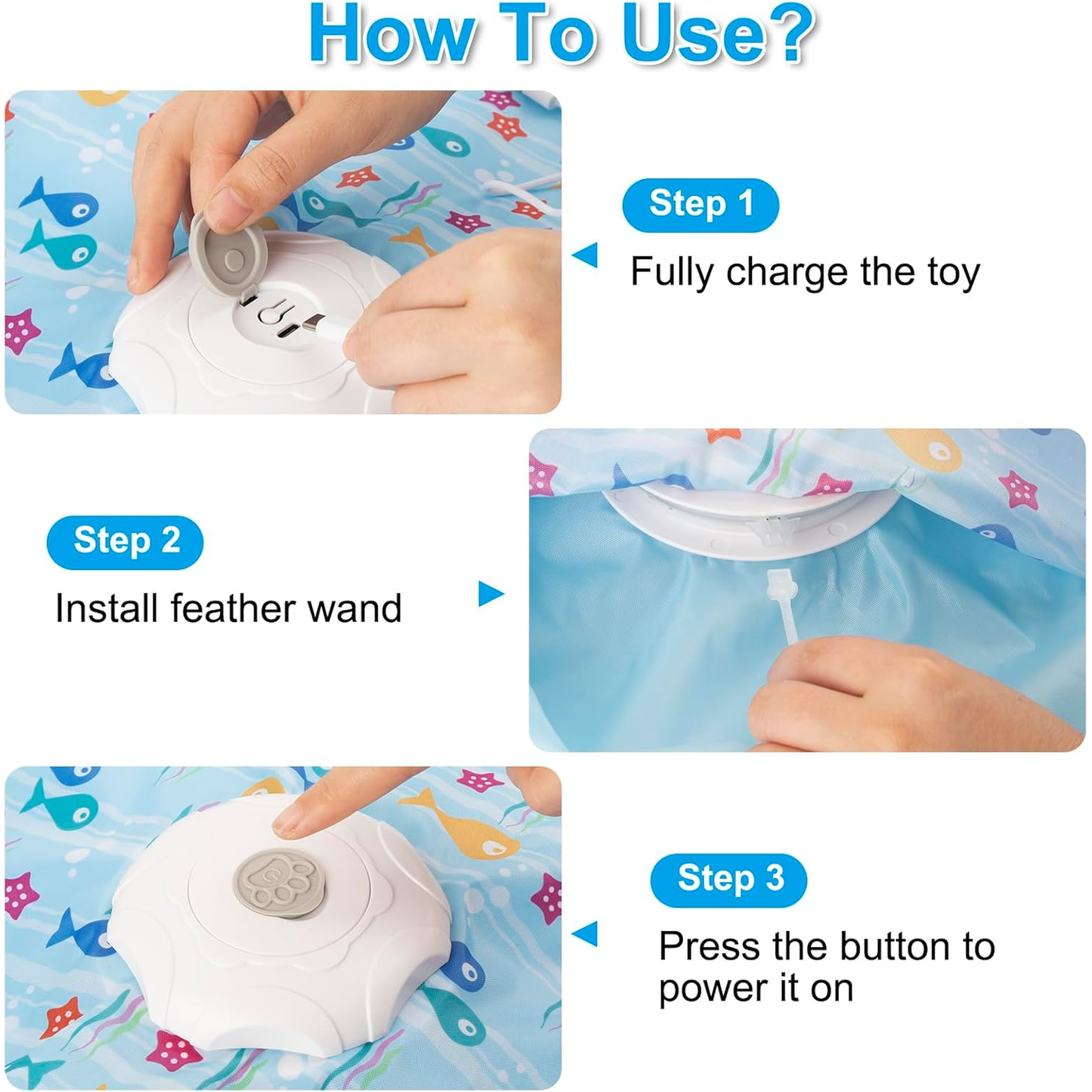 Interactive Cat Toys for Indoor Cats, Automatic Hide and Seek Motion-Activated Cat Toy with Moving Feather & Animal Chirps, USB Rechargeable Electric Cat Enrichment Toy for Bored Adult Cats & Kittens