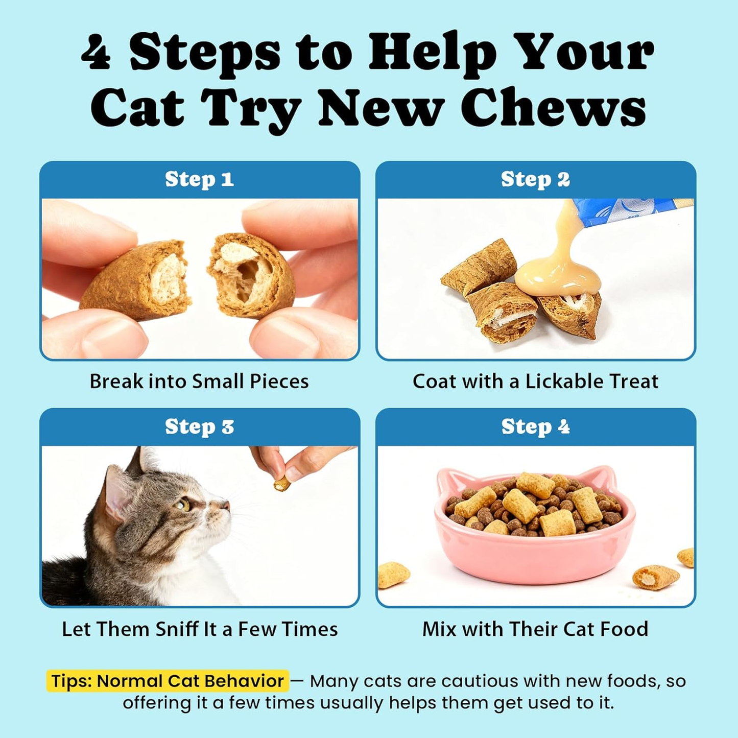 Calming Cat Treats with GABA for Anxiety Relief - Calming Cat Chews Help Reduce Stress & Promote Relaxation, Melatonin for Cats for Grooming, Travel, Vet Visits & Separation Anxiety - Chicken Flavor