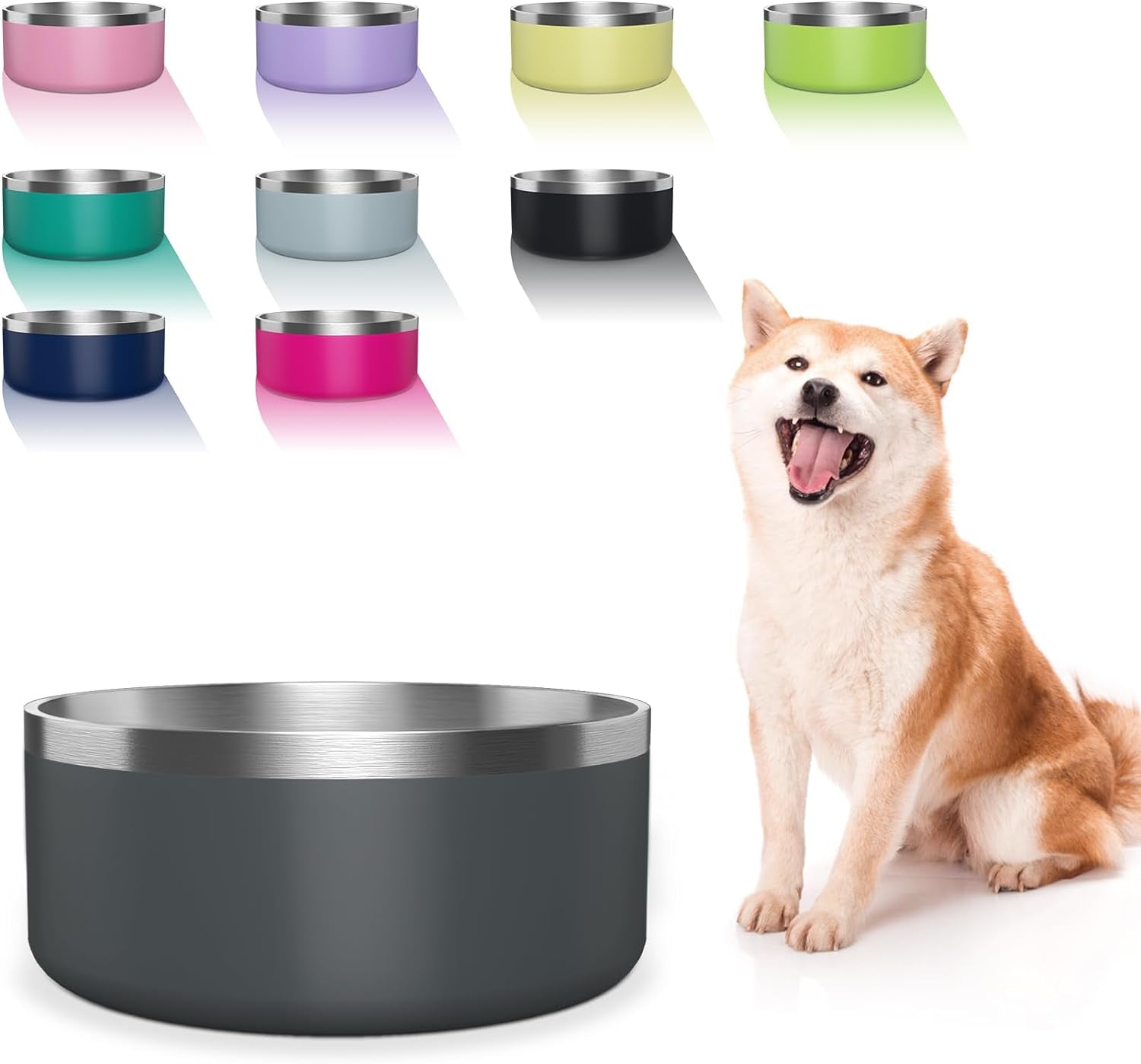 Dog Bowl, Stainless Steel Dog Food and Water Bowl with Non Slip Quiet Bottom, Easy to Clean, Dishwasher Safe, 40Oz, Blue