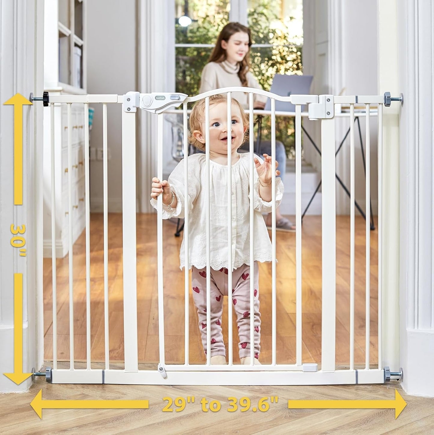 30" Tall Safety Gates for Pets, Hallways, Bedrooms, Wall Pressure Mount No Drill