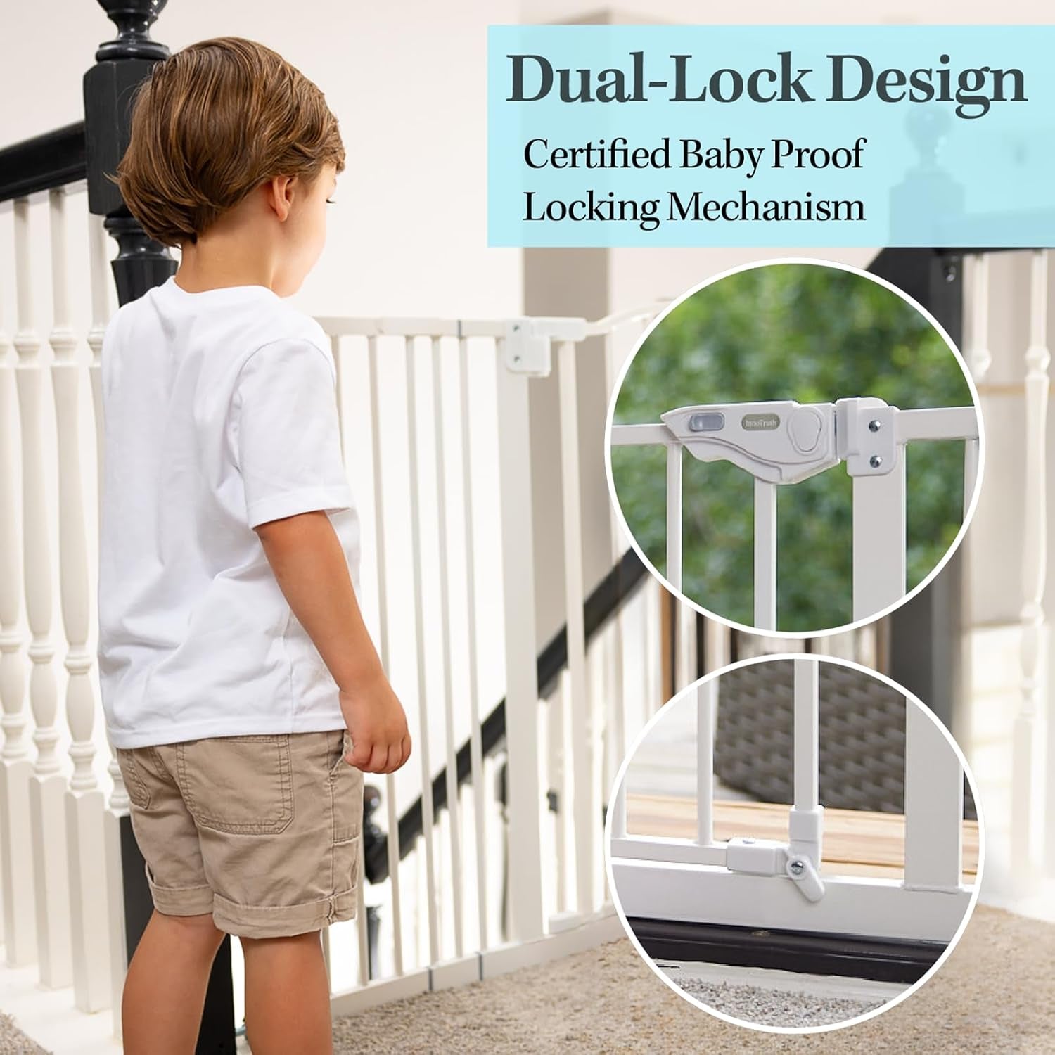 30" Tall Safety Gates for Pets, Hallways, Bedrooms, Wall Pressure Mount No Drill