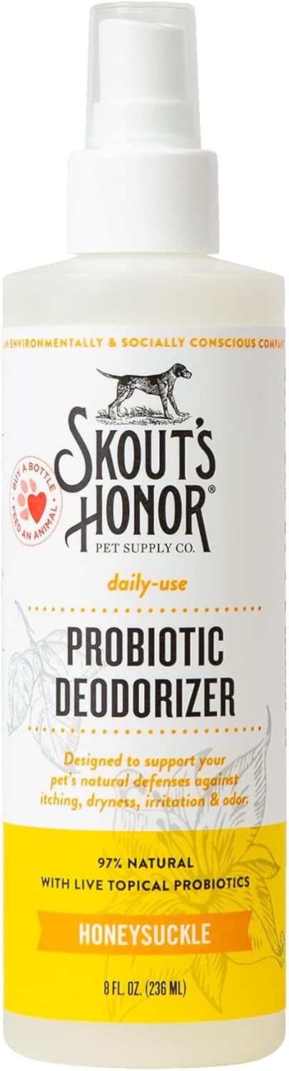 Probiotic Pet Deodorizer Spray- Hydrating Daily-Use with Avocado Oil & Omega-3S, Microbiome Friendly Certiified, Paraben & Sulfate-Free, 97% Natural, 8Oz, Sunkissed Coconut