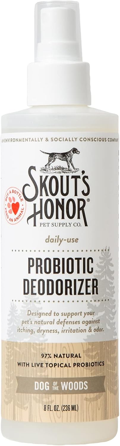 Probiotic Pet Deodorizer Spray- Hydrating Daily-Use with Avocado Oil & Omega-3S, Microbiome Friendly Certiified, Paraben & Sulfate-Free, 97% Natural, 8Oz, Sunkissed Coconut