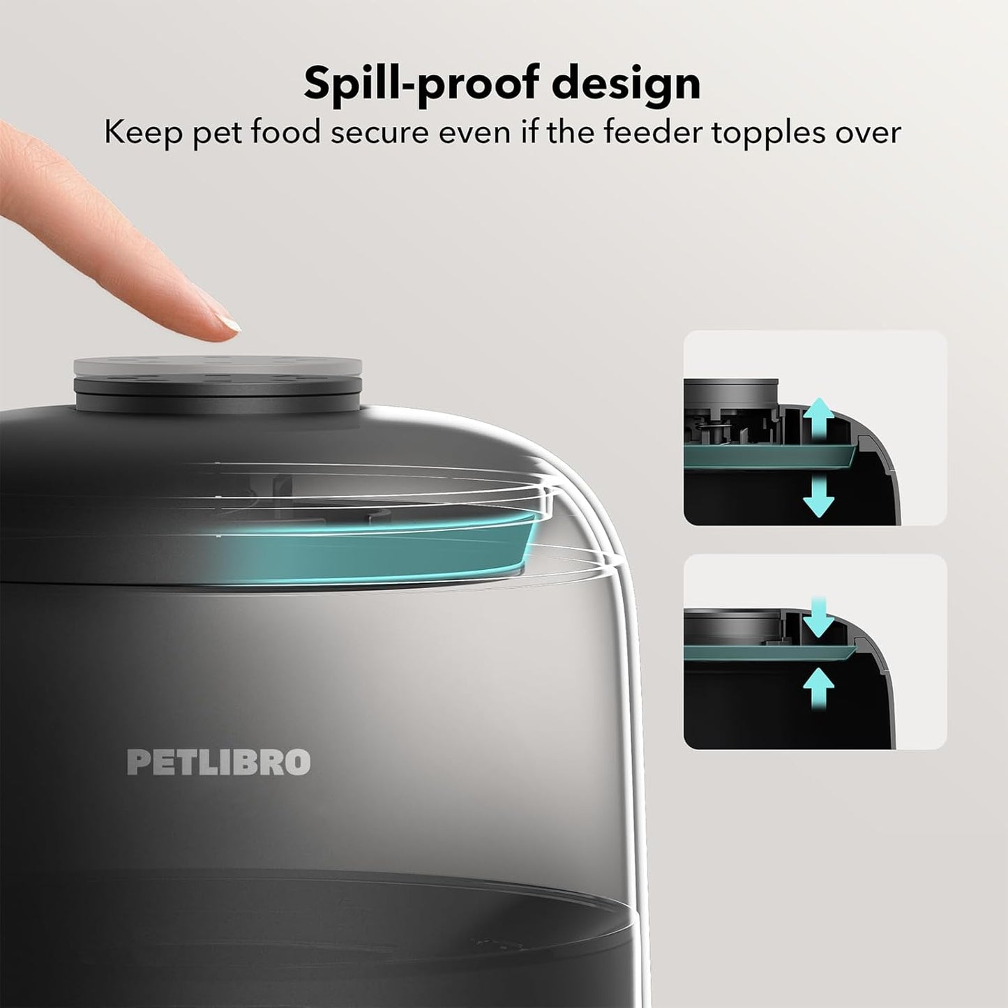 Automatic Cat Feeder, Wi-Fi Rechargeable Cats Food Dispenser Battery-Operated with 30-Day Life, AIR 2.4G Wi-Fi Timed Pet Feeder for Cats & Dogs, 2L Auto Cat Feeder, Black