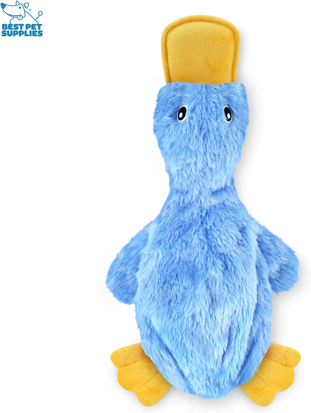 Interactive Squeaky Dog Chew Toy, Ideal Dog Toys for Chewers, Small, Medium & Large Dogs, and Fetch Lovers - Crinkle Duck (Blue), Large