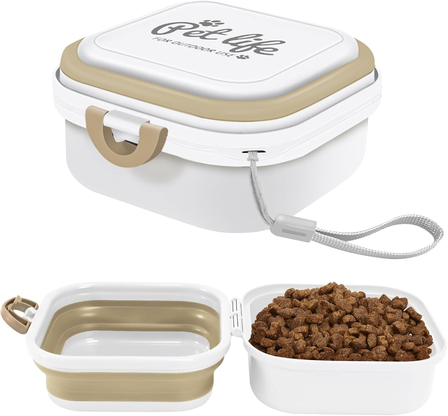 Collapsible Dog Bowls, Travel Water Bowl for Dogs, 2-In-1 Portable Food and Water Feeder - Travel Dog Bowls with Lid for Walking, Traveling, Camping and Hiking