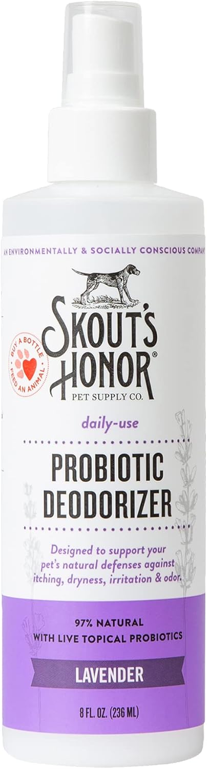 Probiotic Pet Deodorizer Spray- Hydrating Daily-Use with Avocado Oil & Omega-3S, Microbiome Friendly Certiified, Paraben & Sulfate-Free, 97% Natural, 8Oz, Sunkissed Coconut