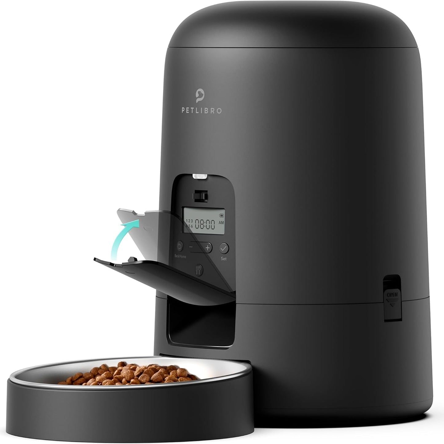 Automatic Cat Feeder, Wi-Fi Rechargeable Cats Food Dispenser Battery-Operated with 30-Day Life, AIR 2.4G Wi-Fi Timed Pet Feeder for Cats & Dogs, 2L Auto Cat Feeder, Black