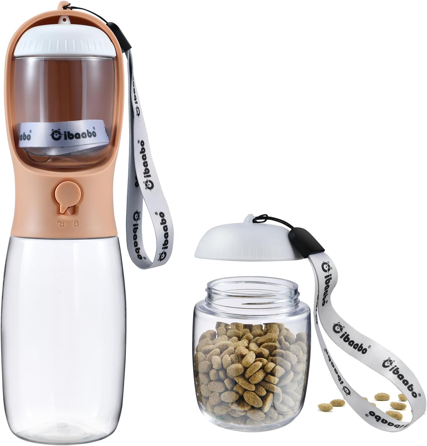 Dog Water Bottle with Food Container, Travel Puppy Water Bowl, Portable Pet Dispenser, Dog Gift Stuff Accessories Items, Puppy Essentials Necessities for Yorkie Cat Walking and Hiking