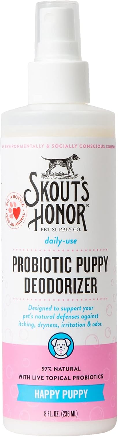 Probiotic Pet Deodorizer Spray- Hydrating Daily-Use with Avocado Oil & Omega-3S, Microbiome Friendly Certiified, Paraben & Sulfate-Free, 97% Natural, 8Oz, Sunkissed Coconut