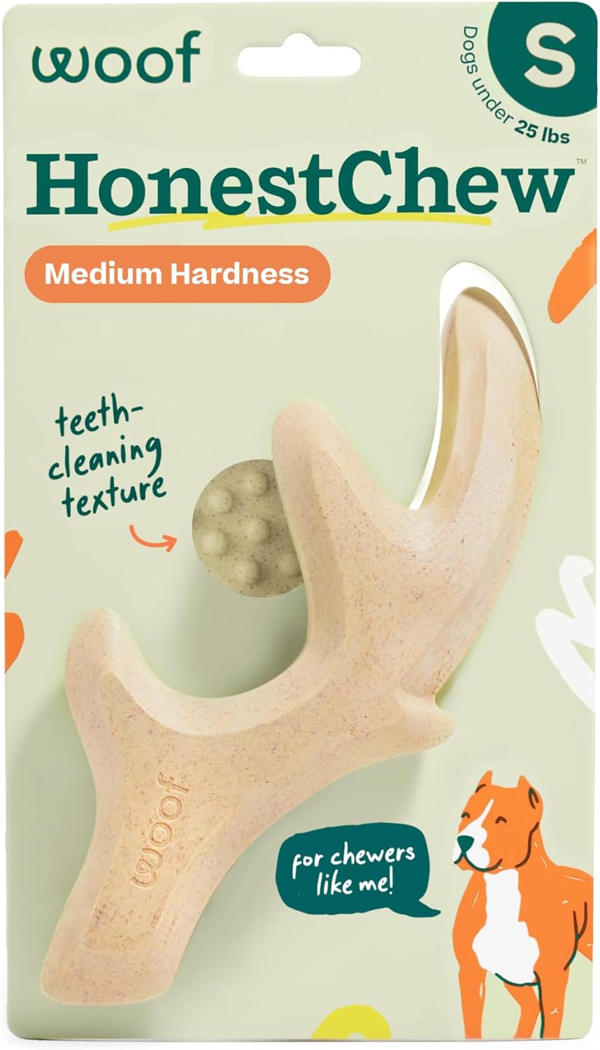Honestchew Dog Toy Antler - Durable Dog Chews - Made with Natural, Plant-Based Ingredients - Splinter-Resistant - Safer than Dog Bones - Small