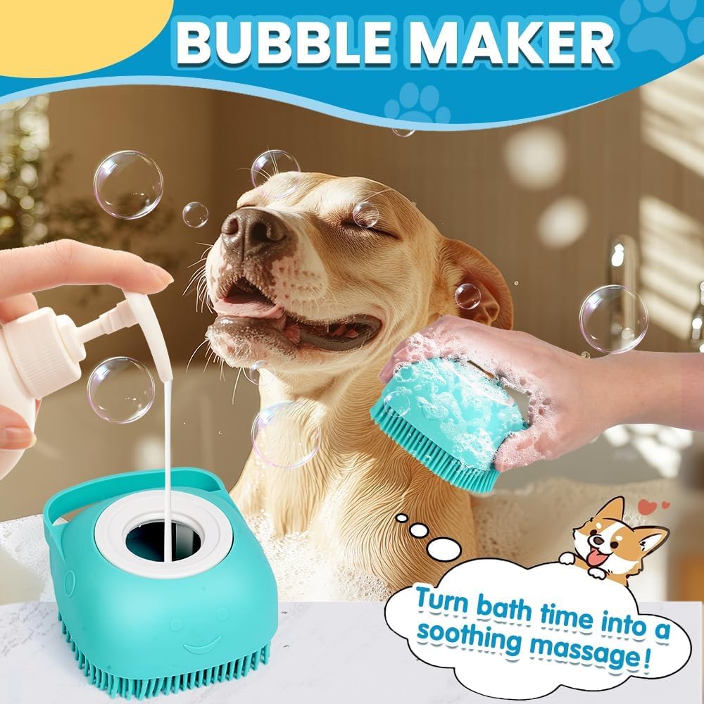 3PCS Dog Bath Brush | Dog Scrubber for Bath | Dog Shampoo Brush