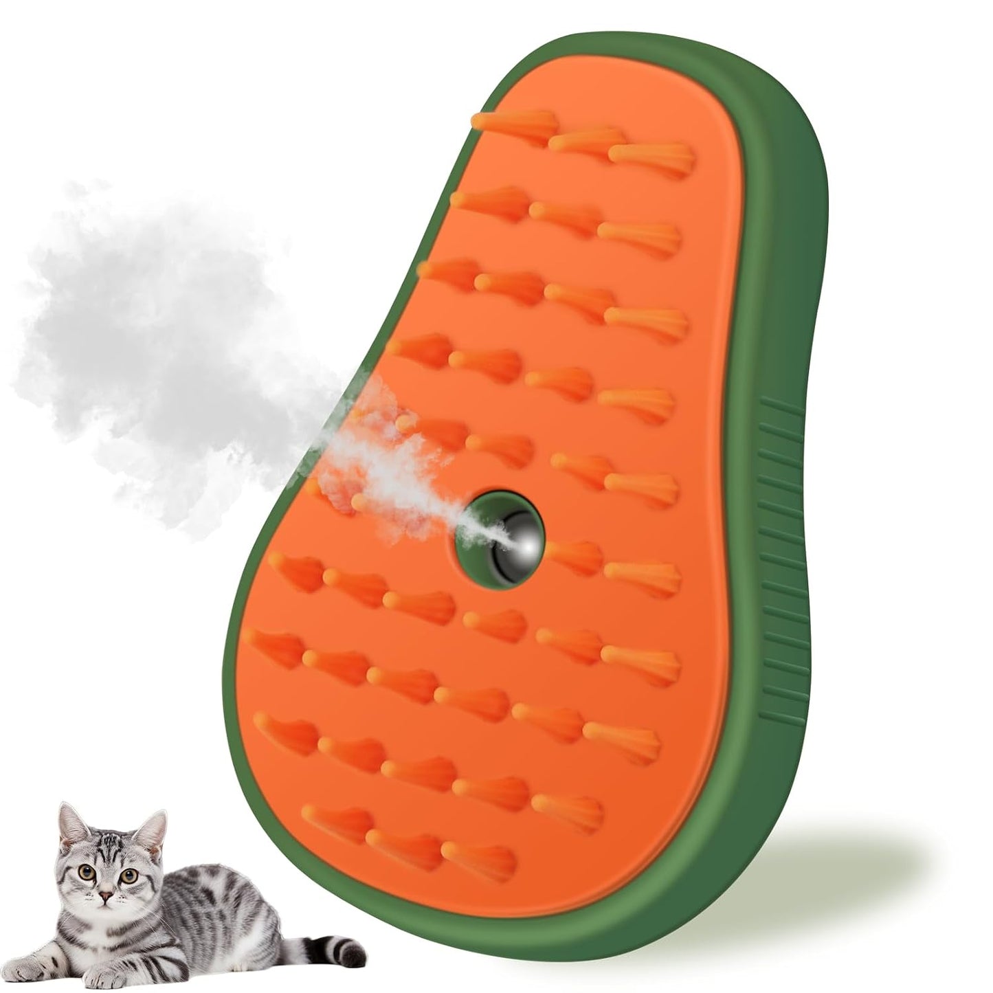 Cat Steam Brush, 3 in 1 Steamy Pet Brush, Silicone Massage Dog Hair Remover Comb(Mango/Avocado)