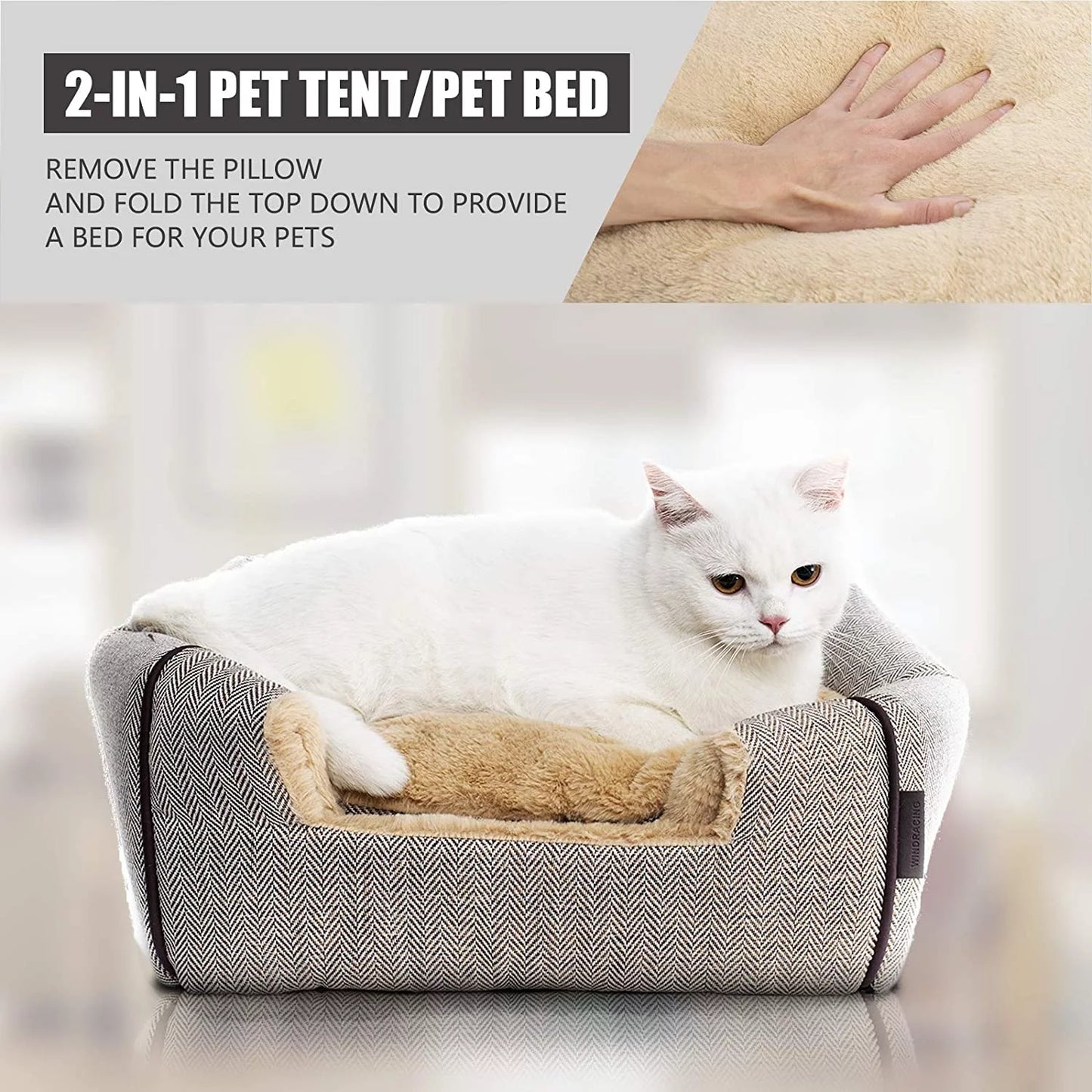 Cat Cave Tent Bed with Washable Cushion