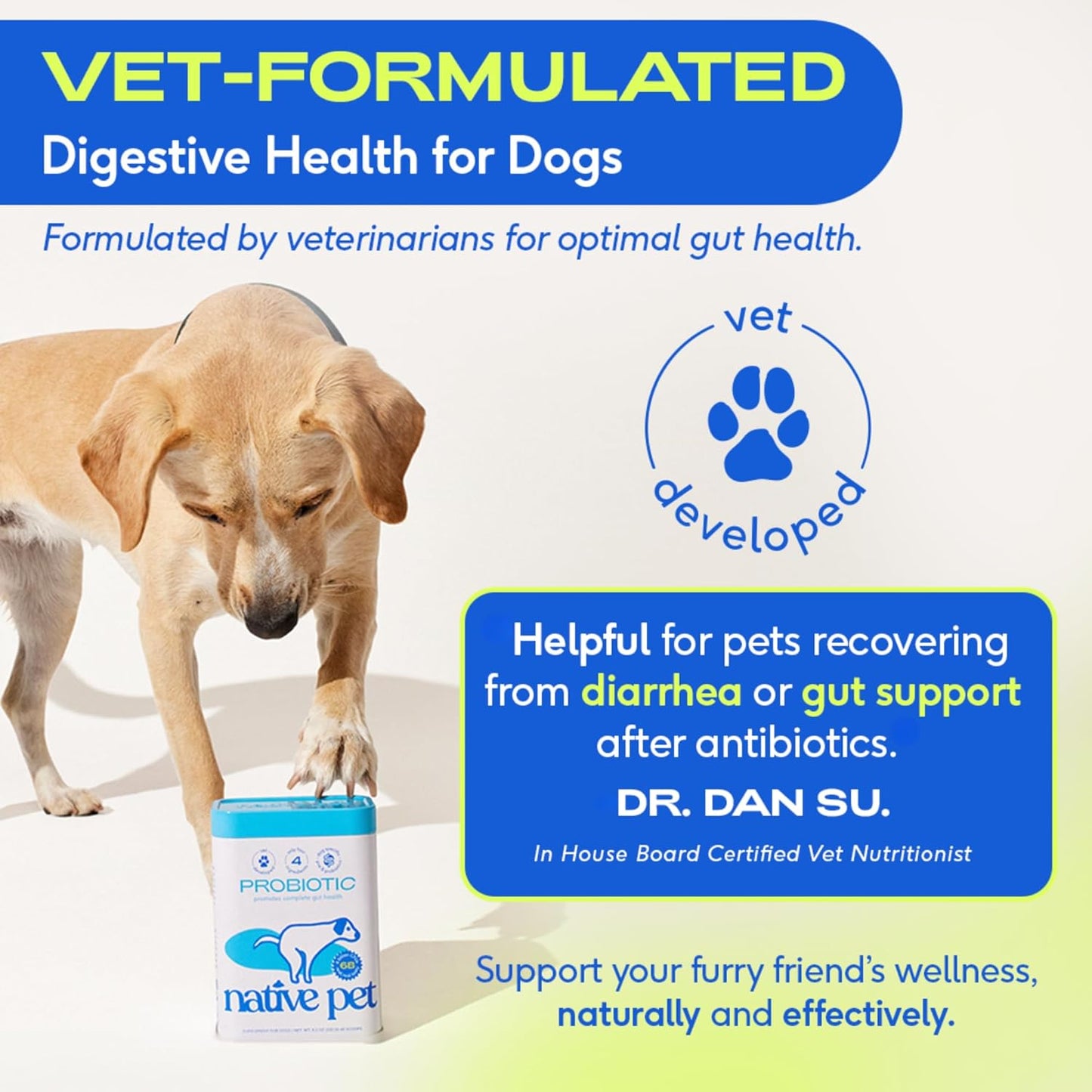 Probiotics for Dogs - Dog Probiotics Powder for Digestive Health, Gut Support, & Immune Boost – Vet-Formulated Powder for Maximum Potency with Digestive Enzymes & Prebiotics - 30 Scoops