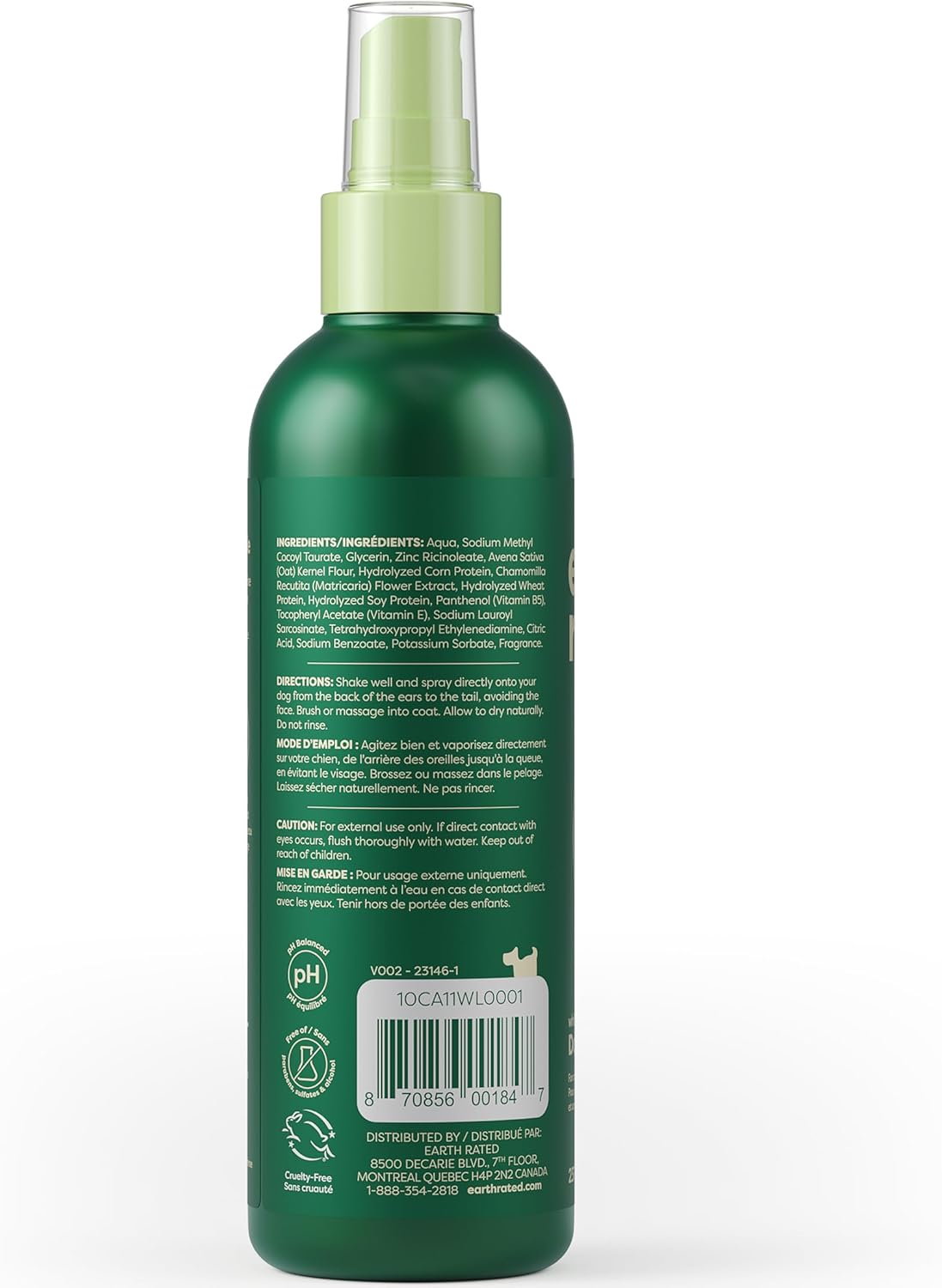 Dog Deodorizing Conditioner Spray, for All Coat Types, Refreshing White Tea & Basil Scent, 8 Oz
