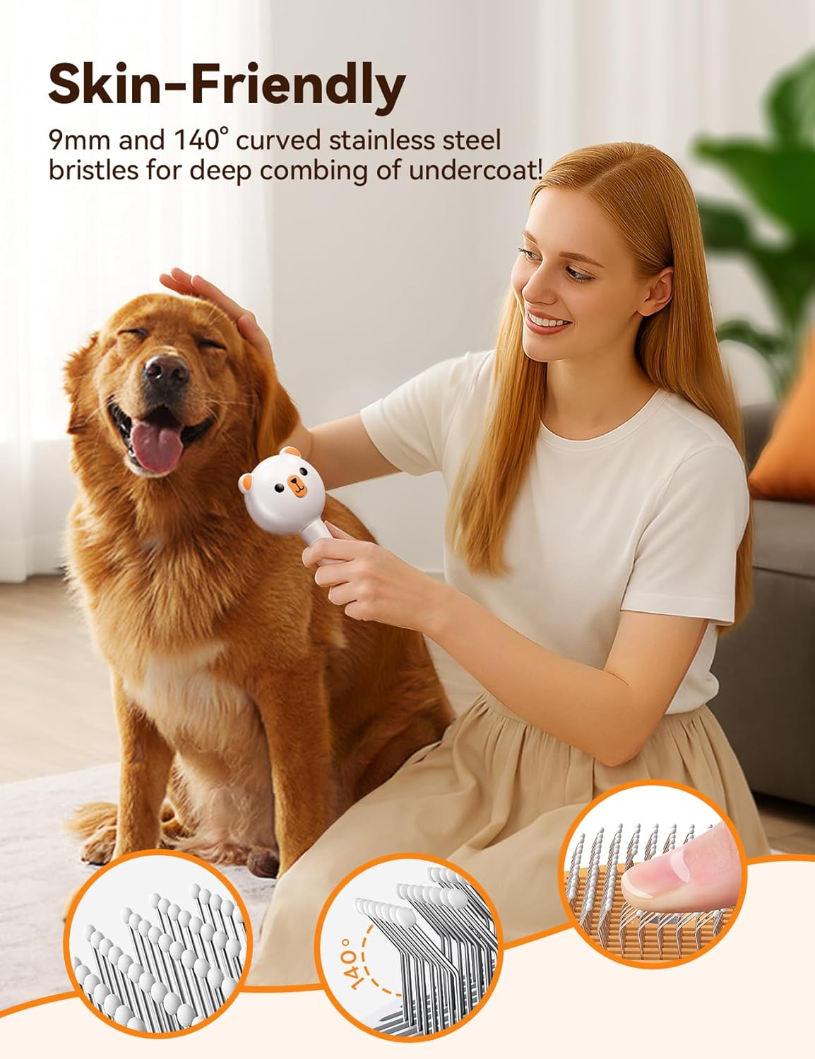 Pet Steam Brush for Dogs & Cats, Dual Speed Spray USB Rechargeable Grooming Supplies, Brush for Shedding Suitable for All Long- and Short-Haired Pets