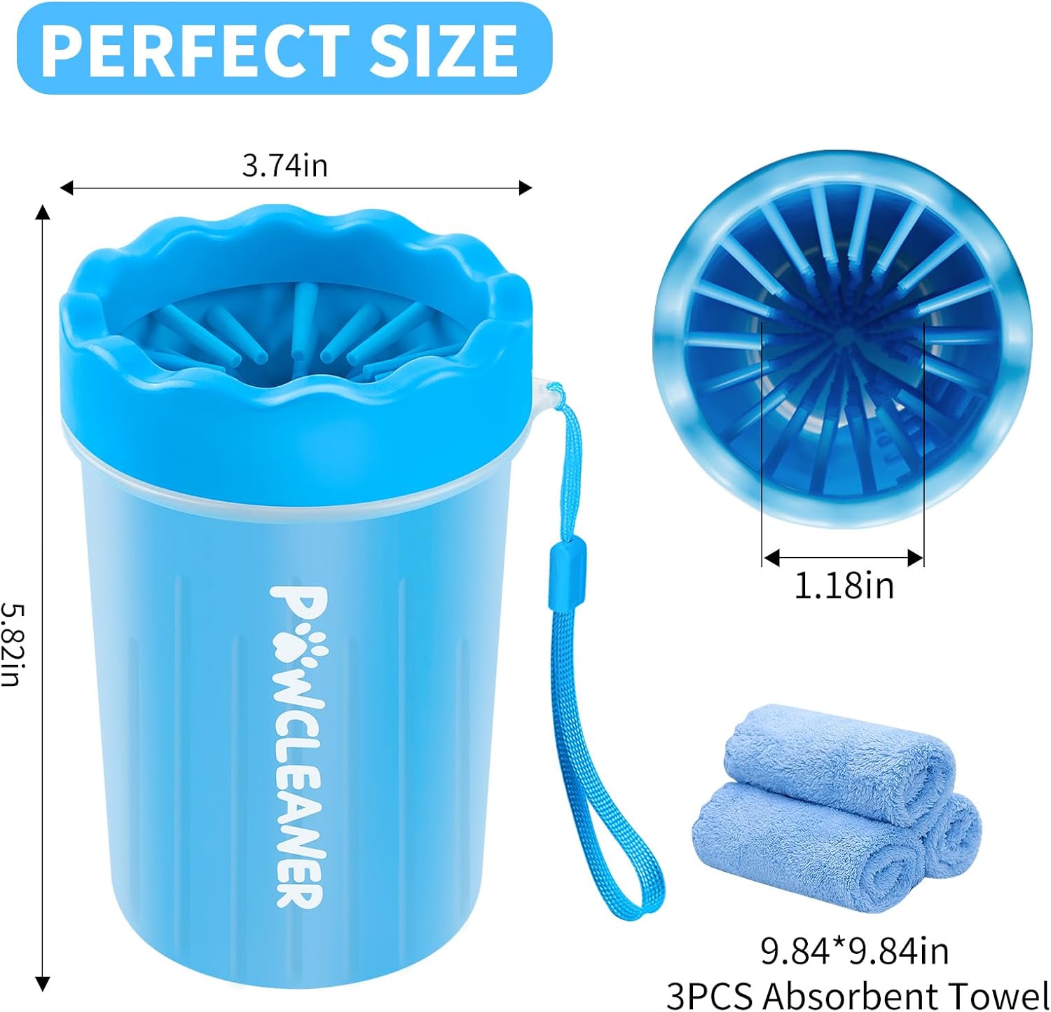 Dog Paw Cleaner, Dog Paw Washer, Paw Muddy Paw Cleaner, Pet Foot Cleaner for Small Medium Large Breed Dogs/Cats (With 3 Absorbent Towel)