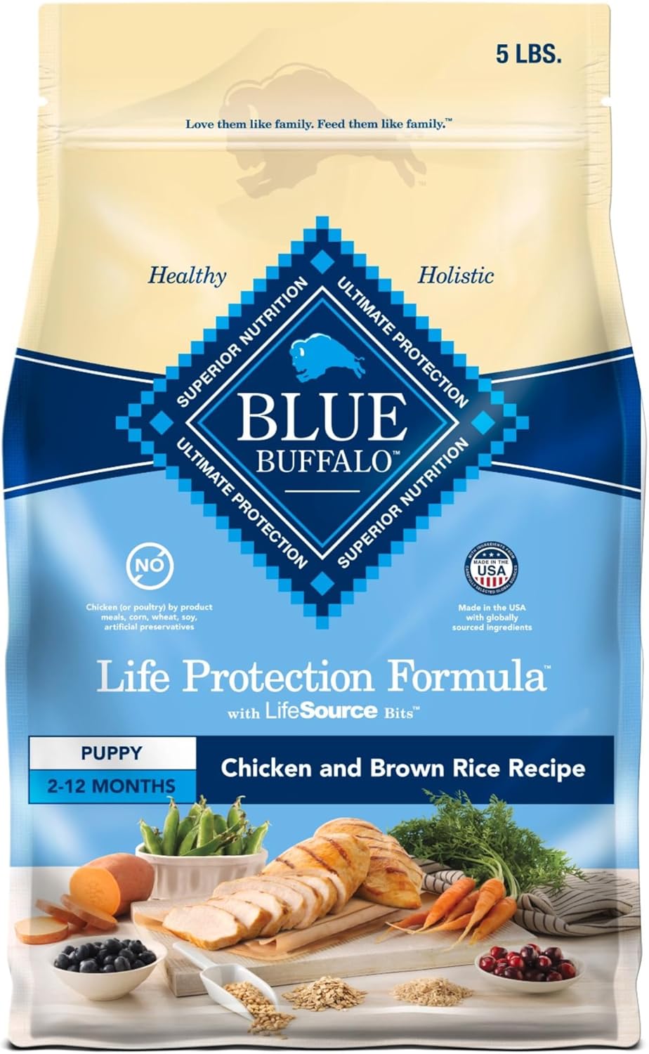 Life Protection Formula Puppy Dry Dog Food with DHA and ARA, Made with Natural Ingredients, Chicken & Brown Rice Recipe, 15-Lb Bag