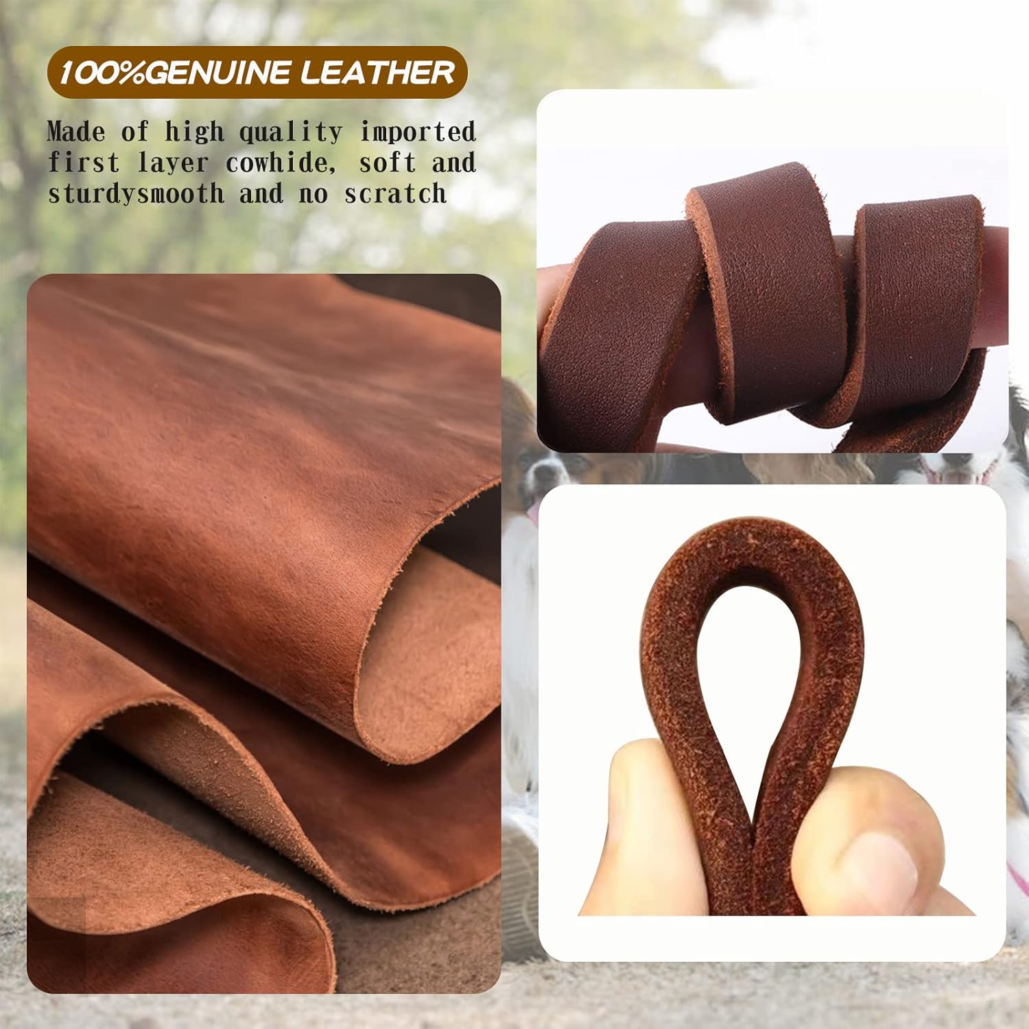 Leather Dog Leash 6Ft X 3/4 Inch,Strong Heavy Duty Genuine Leather Braided Dog Training Leash, Soft and Comfortable Leather Leash for Large Dogs, Medium Small Dogs (Brown, 6Ft*3/4In)