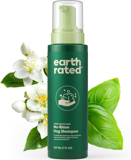 Waterless Dog Shampoo & Conditioner, Convenient No-Rinse Wash for Cleaning, Conditioning & Detangling, for All Coat Types, Refreshing White Tea and Basil Scent, 7 Oz
