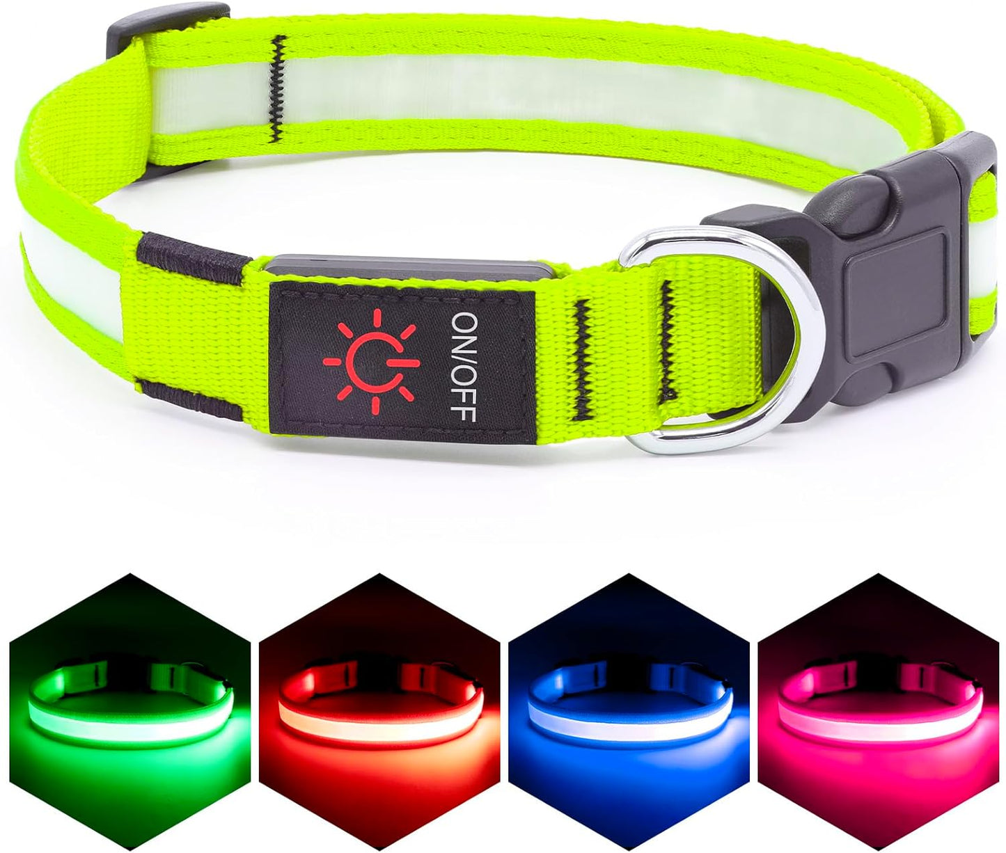 LED Dog Collar, Light up Dog Collar Adjustable USB Rechargeable Super Bright Safety Light Glowing Collars for Dogs(Medium,Blue)