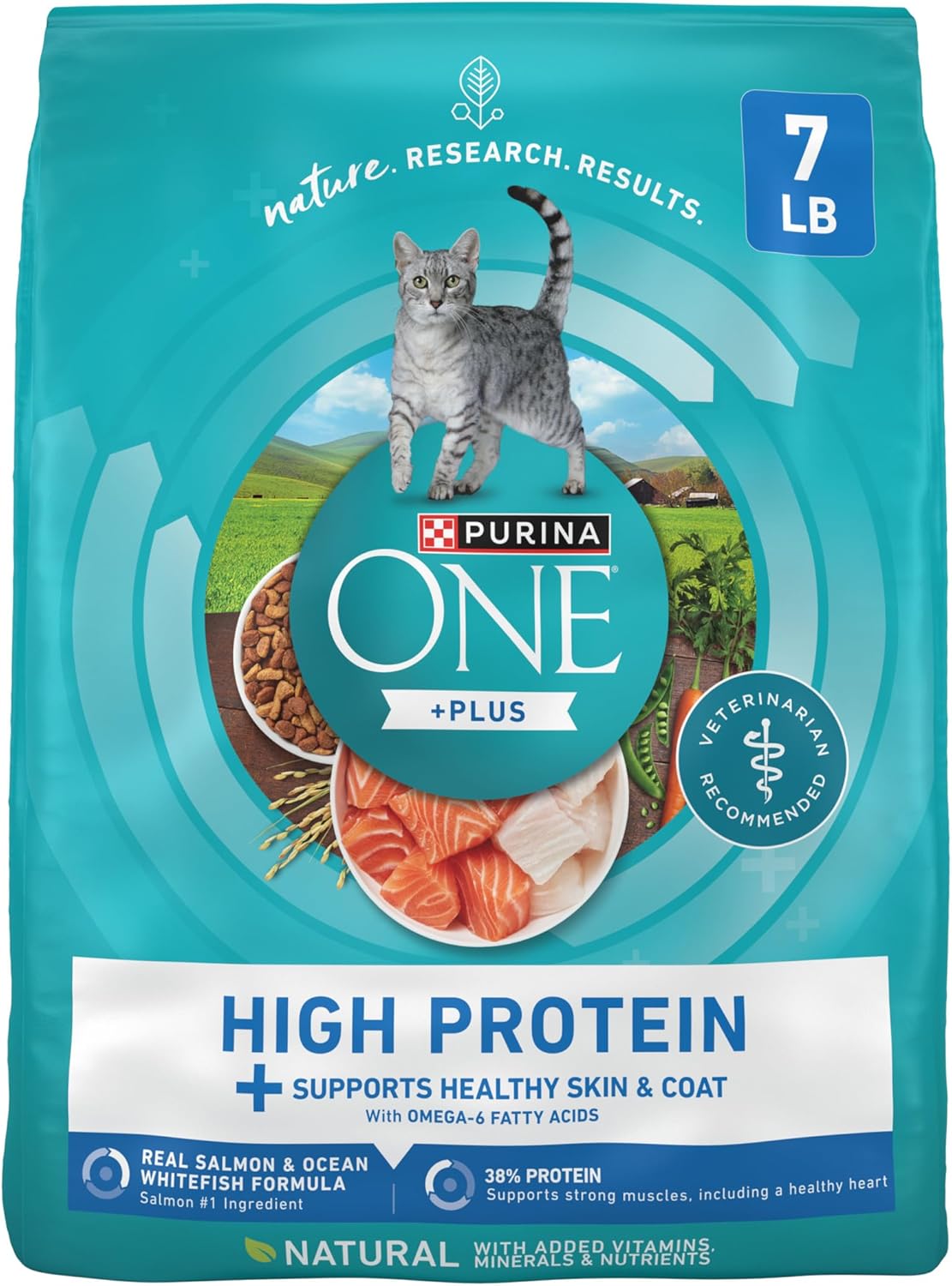 plus High Protein Cat Food Dry Salmon and Ocean Whitefish Cat Skin and Coat Health Formula - 16 Lb. Bag