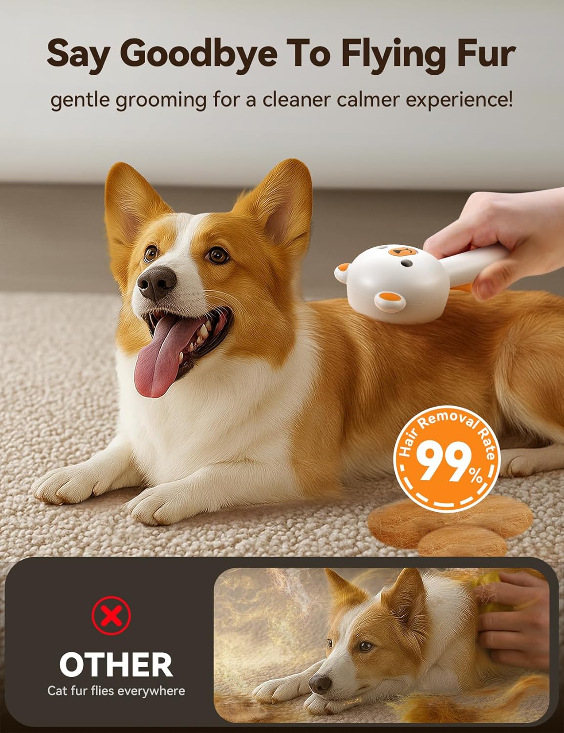 Pet Steam Brush for Dogs & Cats, Dual Speed Spray USB Rechargeable Grooming Supplies, Brush for Shedding Suitable for All Long- and Short-Haired Pets
