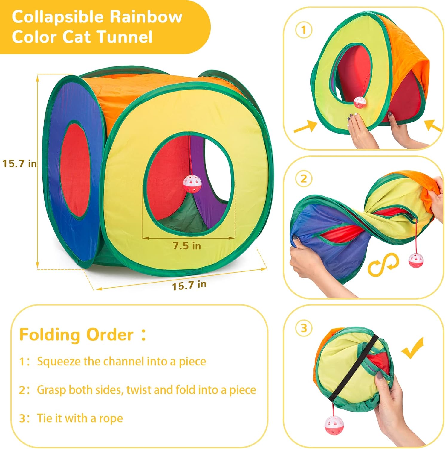 Cat Toys Bundle 33 Pack, Interactive Kitten Toys for Indoor Cats Kitty with Collapsible Play Tunnel Tube Tent Feather Wand Teaser Bell Fuzzy Ball Springs Mouse Toy