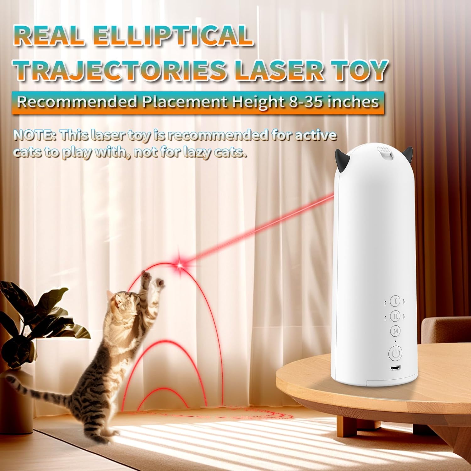 Laser Cat Toy for Indoor Cats, Real Trajectory Motion Activated Cat Toy, Automatic Laser Pointer Interactive Automated Cat Toy