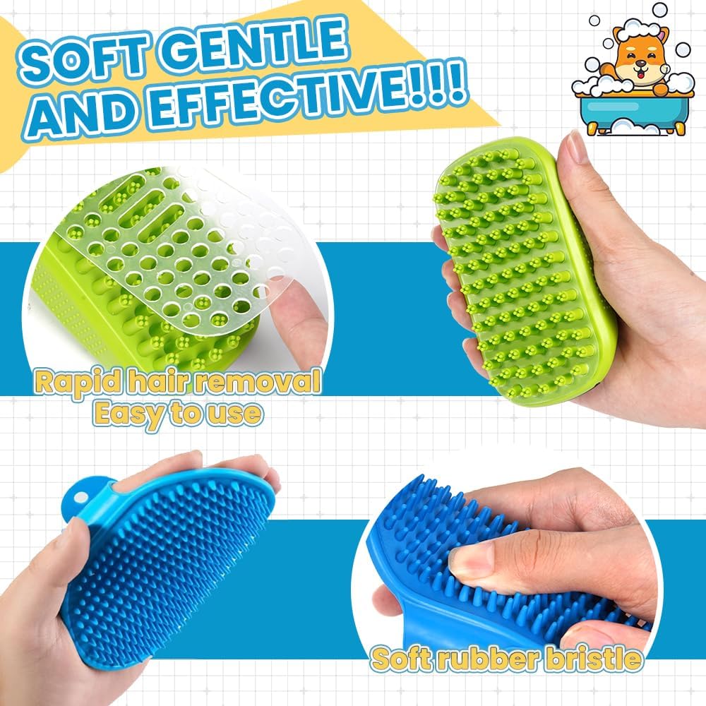 3PCS Dog Bath Brush | Dog Scrubber for Bath | Dog Shampoo Brush