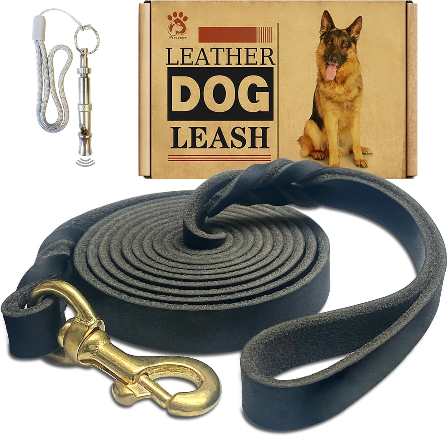 Leather Dog Leash 6Ft X 3/4 Inch,Strong Heavy Duty Genuine Leather Braided Dog Training Leash, Soft and Comfortable Leather Leash for Large Dogs, Medium Small Dogs (Brown, 6Ft*3/4In)