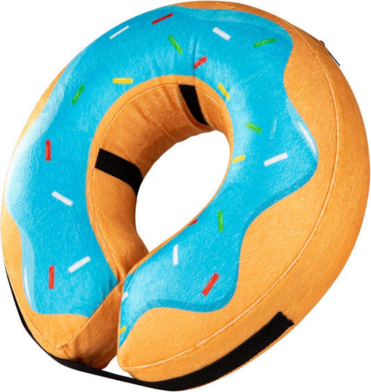 Donut Inflatable Collar for Dogs and Cats, Soft Recovery Dog Cone after Surgery, Protective Pet Neck Cone for Small, Medium, Large Dogs, Not Block Vision (Blue, M)