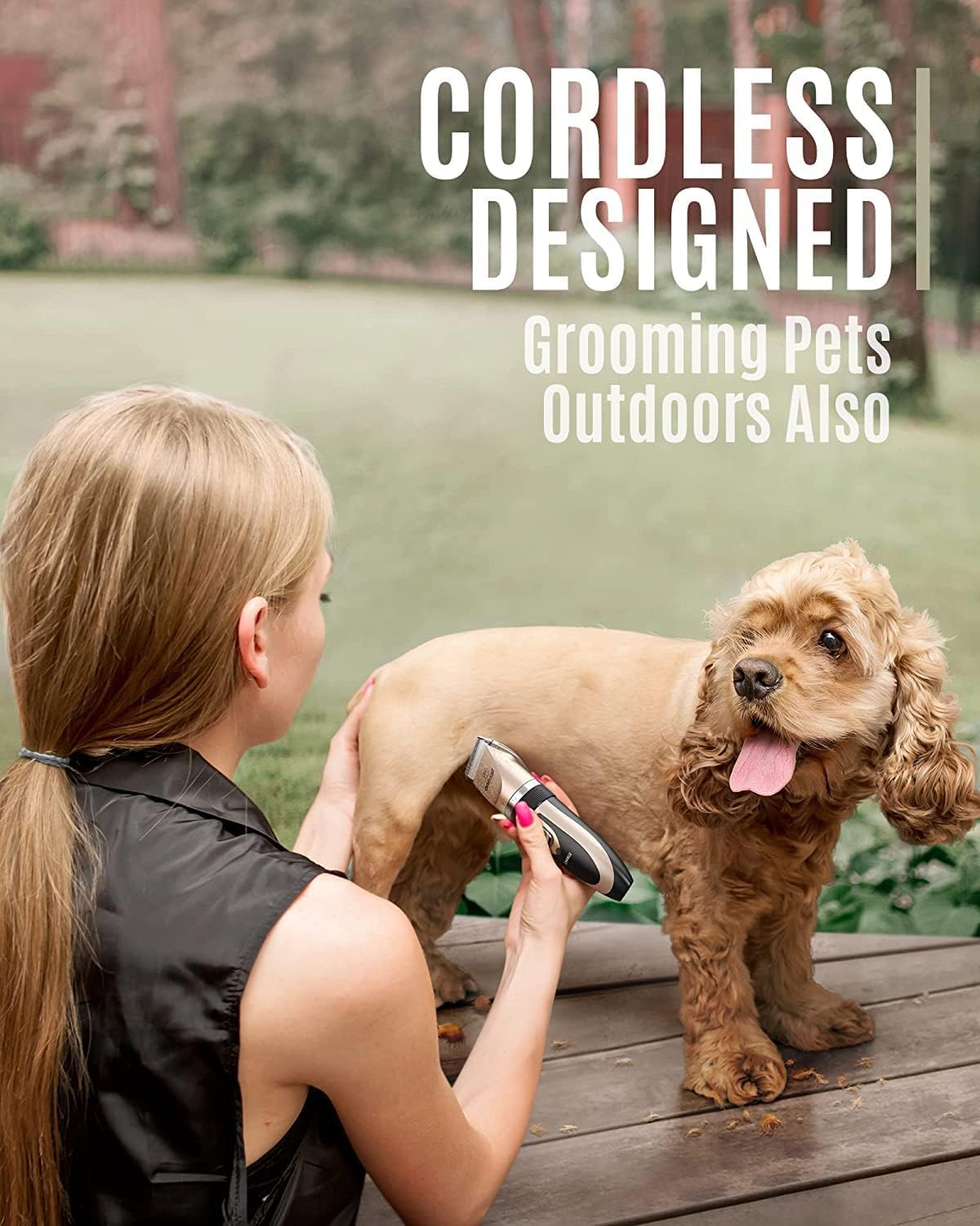 Dog Clipper Low Noise, Dog Grooming Kit with Rechargeable, Pet Shaver Cordless Electric Quiet Hair Clipper Set for Dogs Cats Pets(Gold)