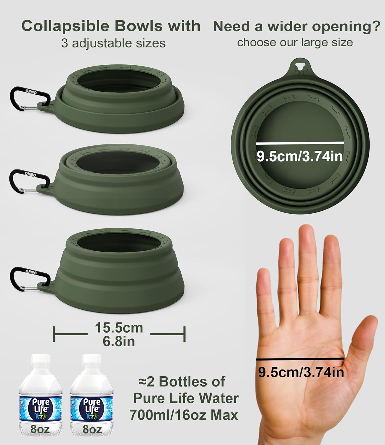 Spill Proof Collapsible Dog Water Bowl 24Oz for Cars, No Splash Portable Bowls for Dog Travel, Pet Essentials for Road Trips, Cat Travel Accessories