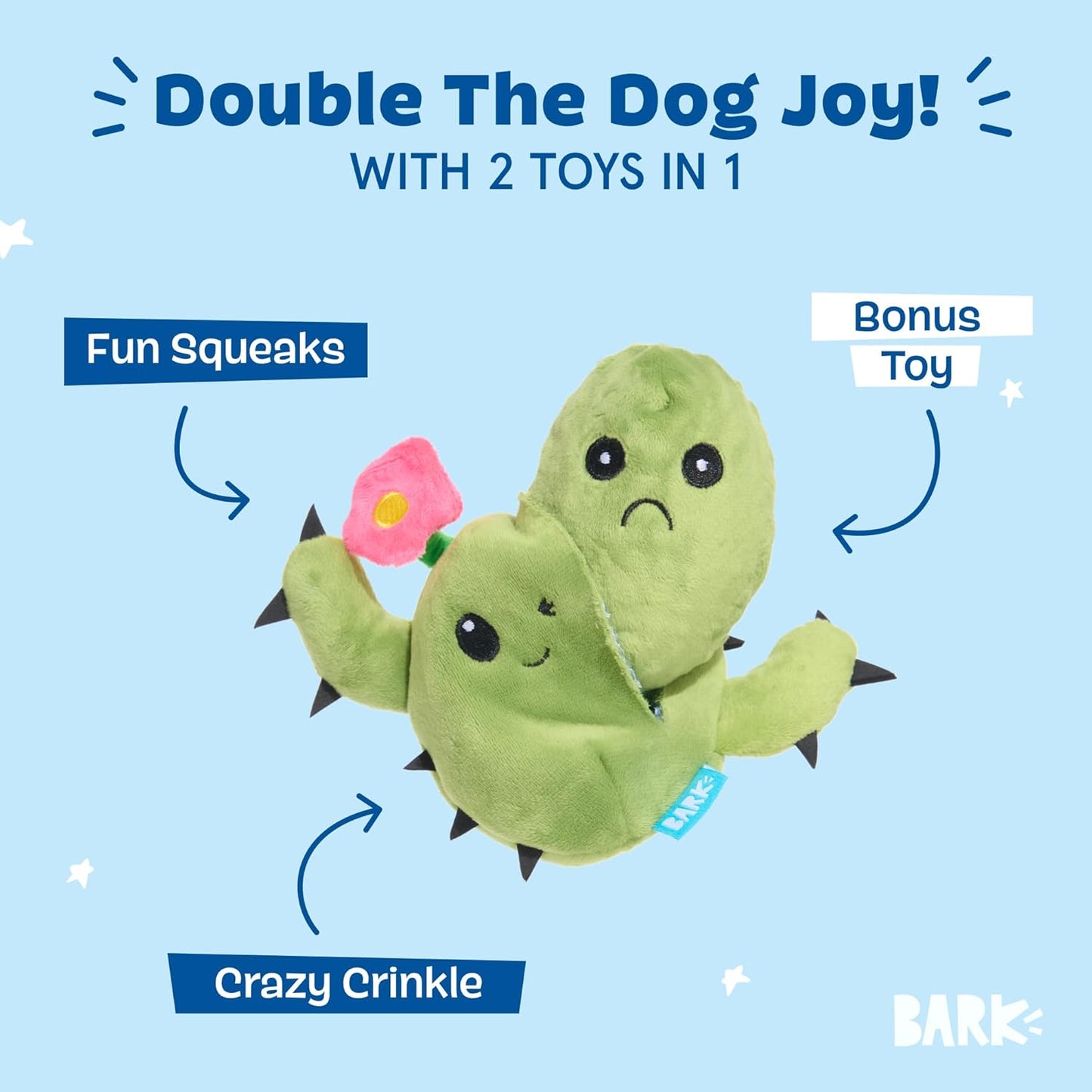 2 in 1 Interactive Plush Dog Toy - Rip and Reveal Toy for Dogs and Puppies - Stimulating Squeaky Pet Toys | Consuela Cactus (Small)