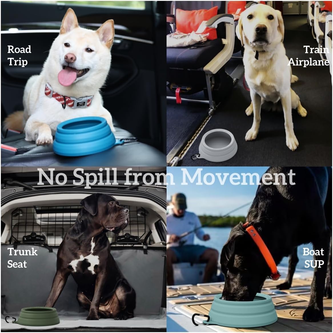 Spill Proof Collapsible Dog Water Bowl 24Oz for Cars, No Splash Portable Bowls for Dog Travel, Pet Essentials for Road Trips, Cat Travel Accessories