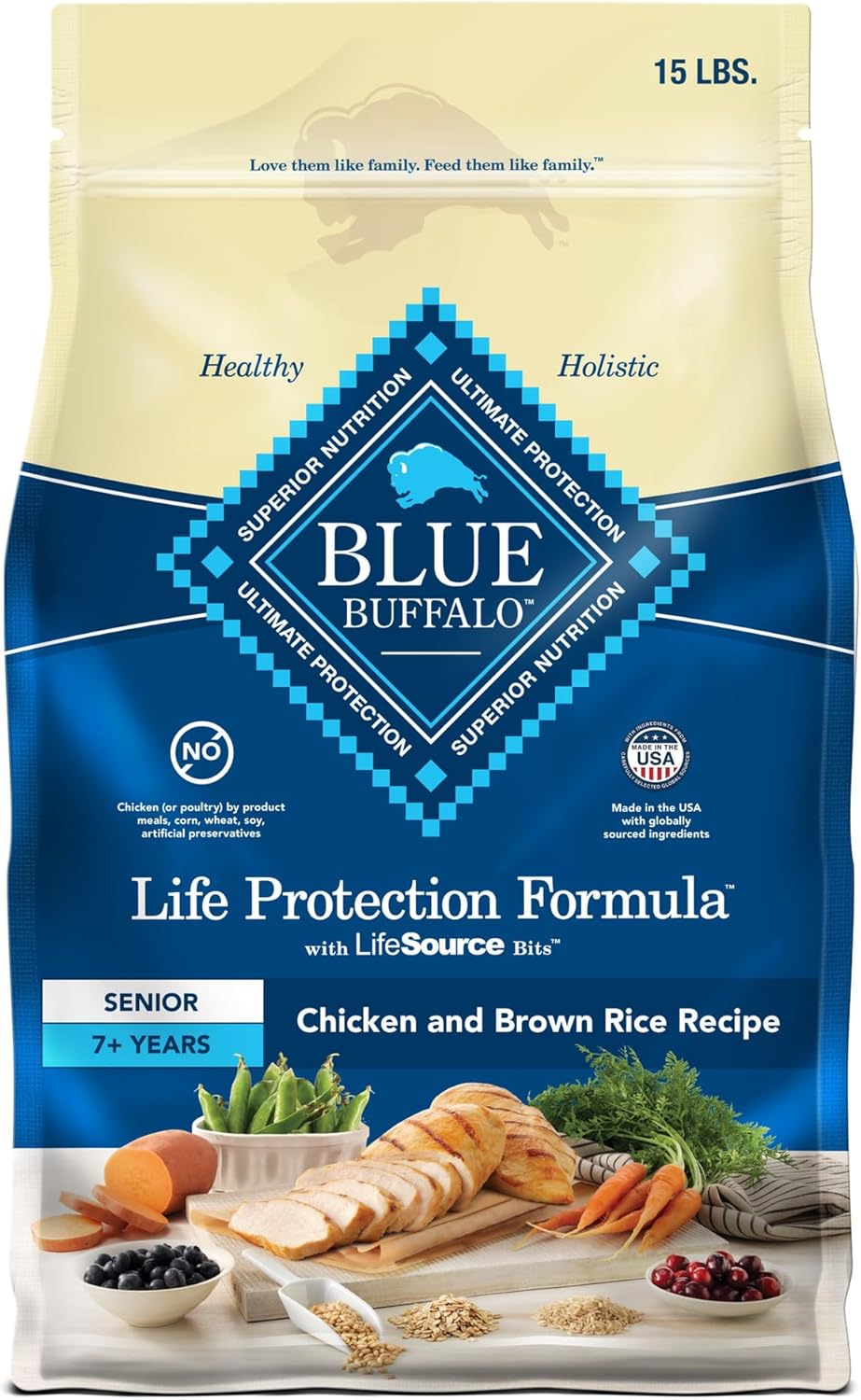 Life Protection Formula Senior Dry Dog Food, Supports Joint Health and Mobility, Made with Natural Ingredients, Chicken & Brown Rice Recipe, 15-Lb. Bag