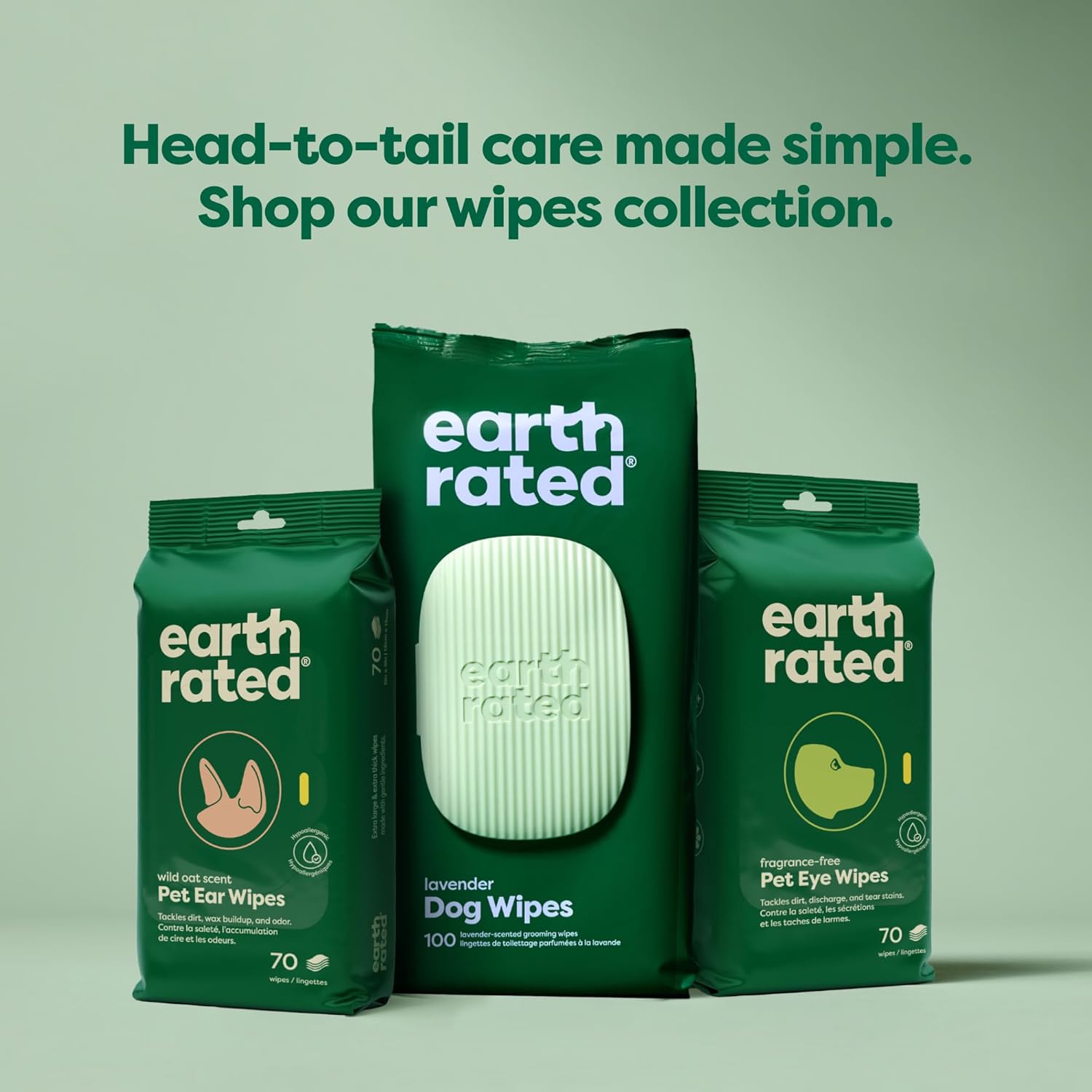 Dog Wipes, Hypoallergenic, Cleaning and Hydrating, for Grooming Paws, Body and Butt, Lavender Scented, 100 Count