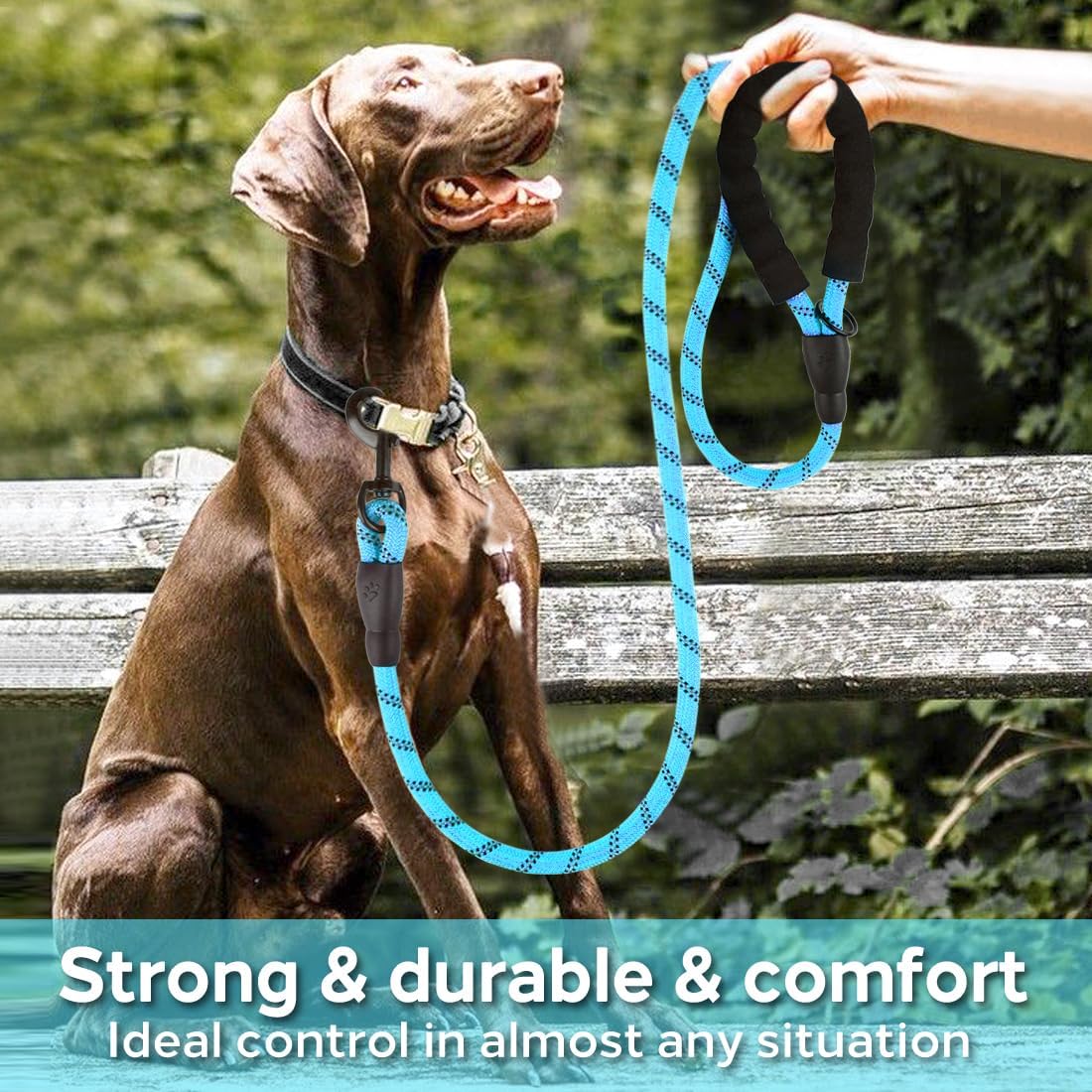 Dog Leash 6 FT Heavy Duty - Comfortable Padded Handle - 1/2 Inch Reflective Dog Leash for Medium Large Dogs with Poo Bag Dispenser