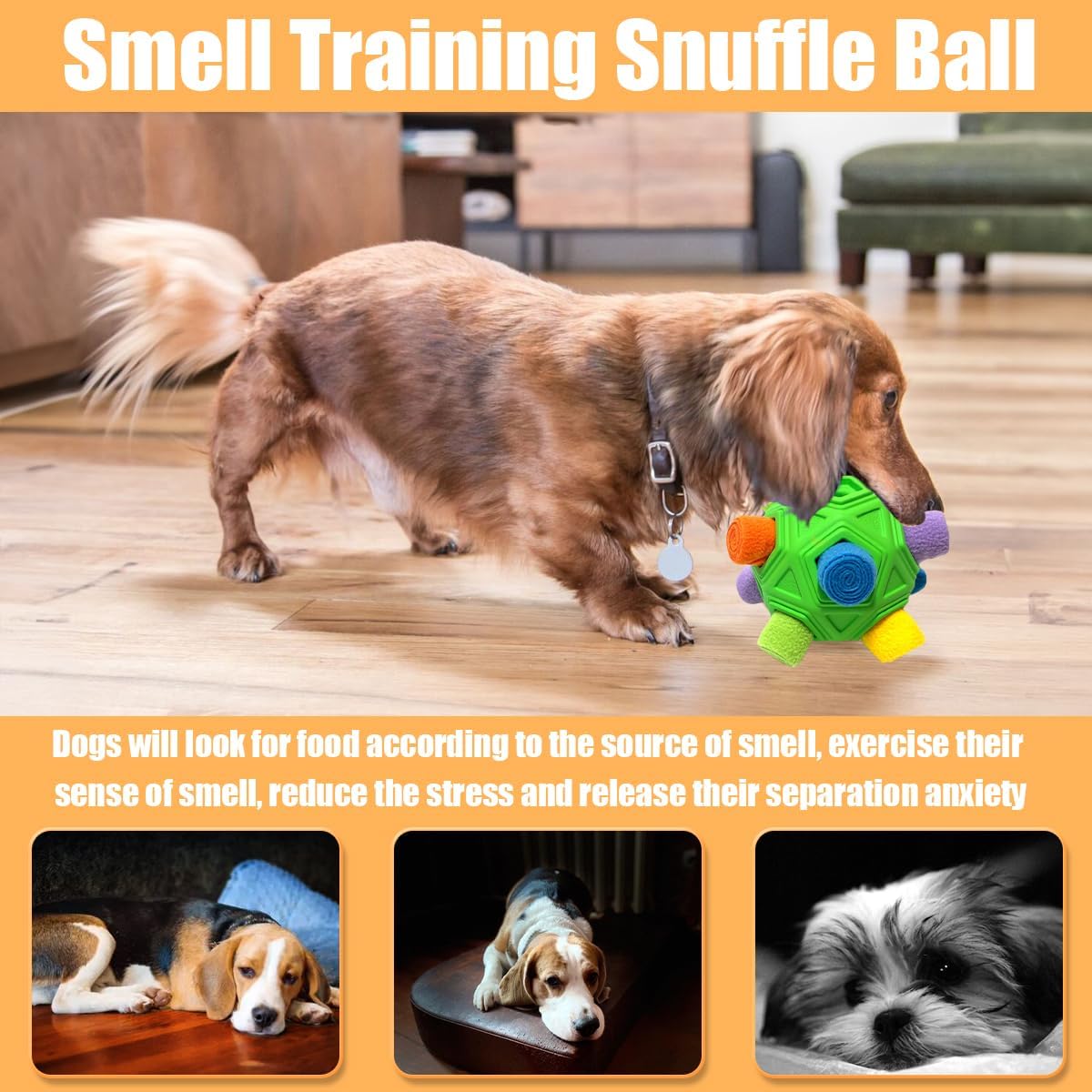 Dog Snuffle Ball-Interactive Puzzle Dog Toys Encourage Natural Foraging Skills Slow Feeder for Training and Stress Relief