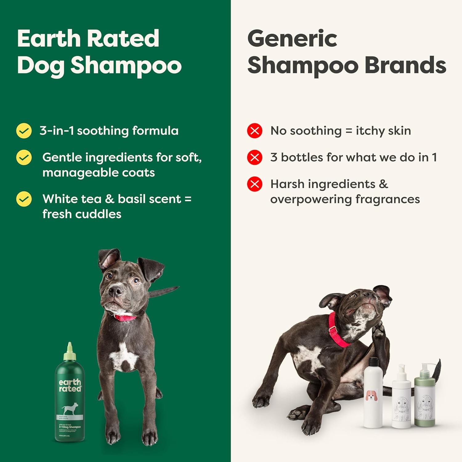 3-In-1 Soothing Dog Shampoo and Conditioner, Deodorizing Oatmeal Shampoos for Dogs and Puppies, Great for Smelly Pets, White Tea and Basil Scent, 16 Oz
