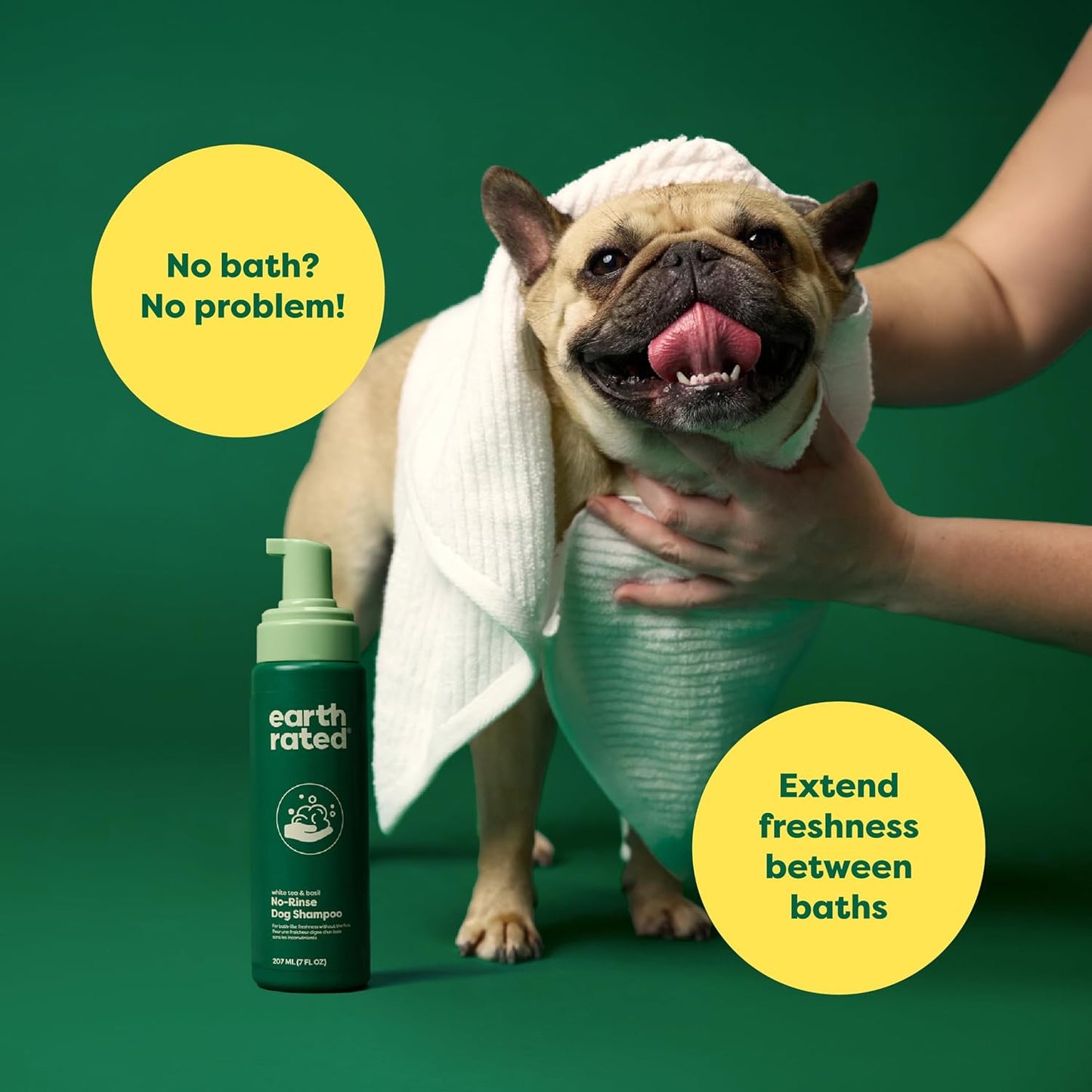 Waterless Dog Shampoo & Conditioner, Convenient No-Rinse Wash for Cleaning, Conditioning & Detangling, for All Coat Types, Refreshing White Tea and Basil Scent, 7 Oz