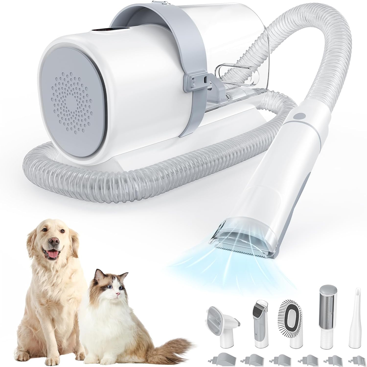 Pet Grooming Vacuum Kit, Professional Dog Grooming Clippers with 2.5L Cup, 3 Suction Modes, Cordless Clippers, 5 Groomer Tools, Low Noise Pet Hair Trimmer