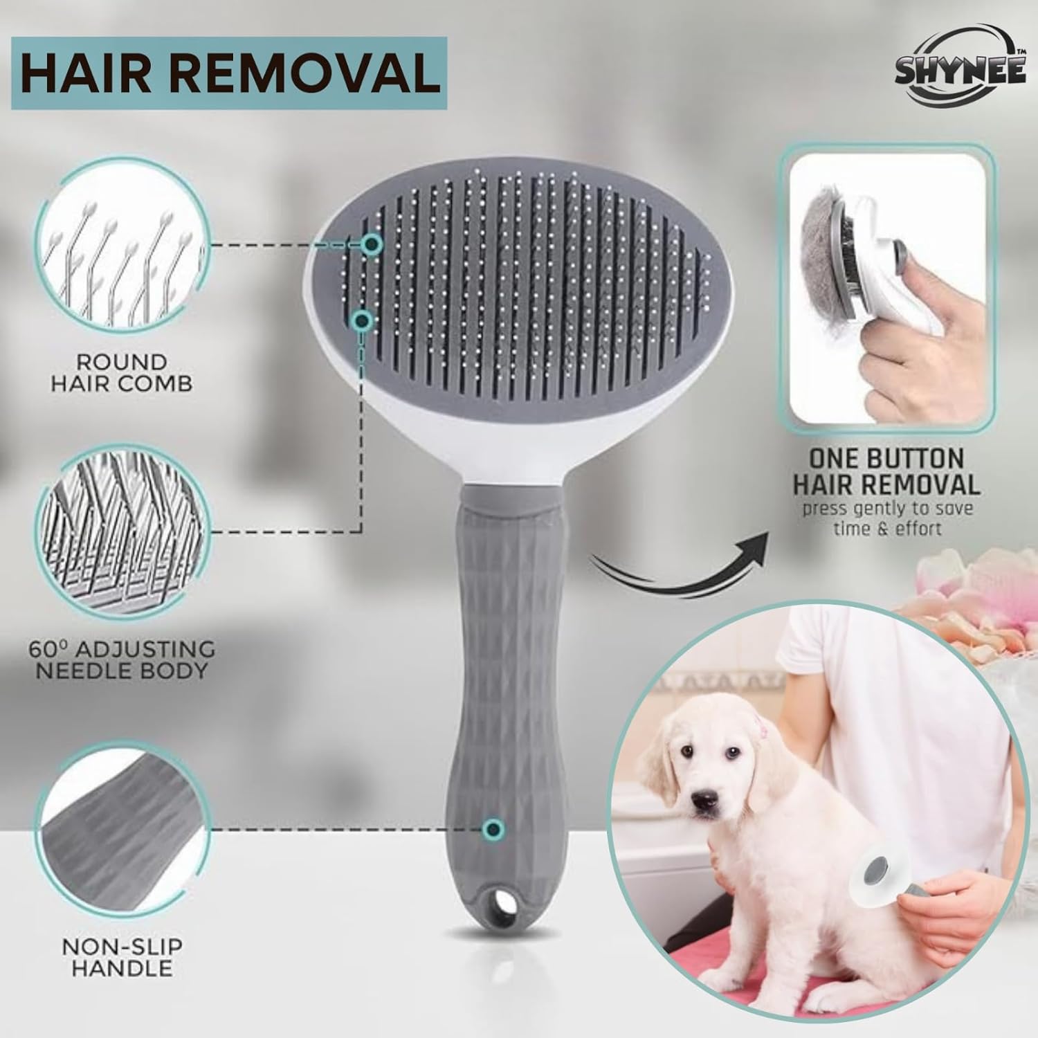 8Pcs Dog Grooming Kit - Dog Shampoo Brush | Washing Gloves | Adjustable Dog Bath Brush | DOG Paw Cleaner | 2X 360 Toothbrush | Scrubber with Handle for Bath & Massage - a Complete Pet Grooming Kit