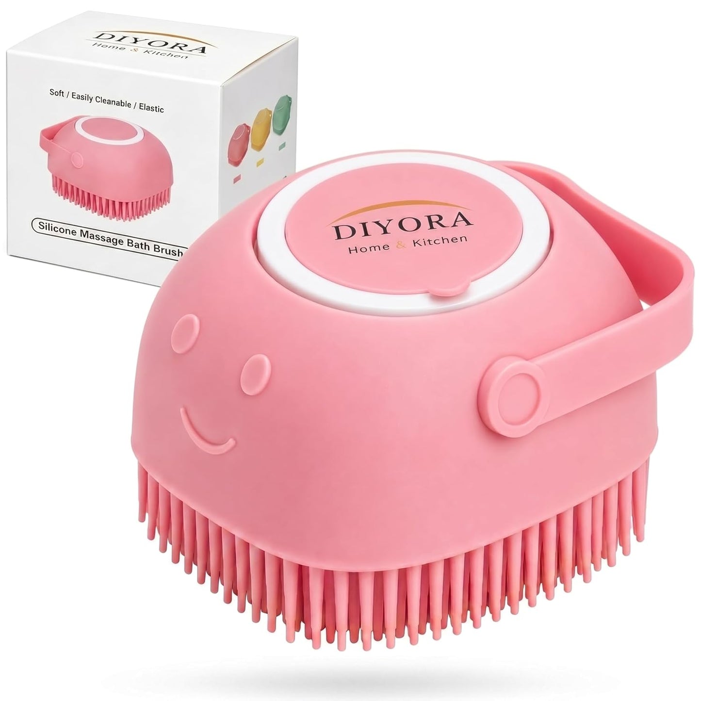 Pet Shampoo Brush, 2-In-1 Silicone Bath Brush with Soap Dispenser for Dogs & Cats