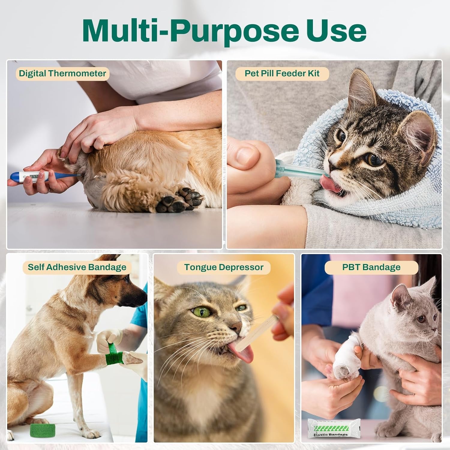 Pet First Aid Kit, Emergency Medical Supplies for Dogs & Cats, Safety Essentials Pack with Thermometer, Disposable Booties for Home, Hiking, Traveling & Camping